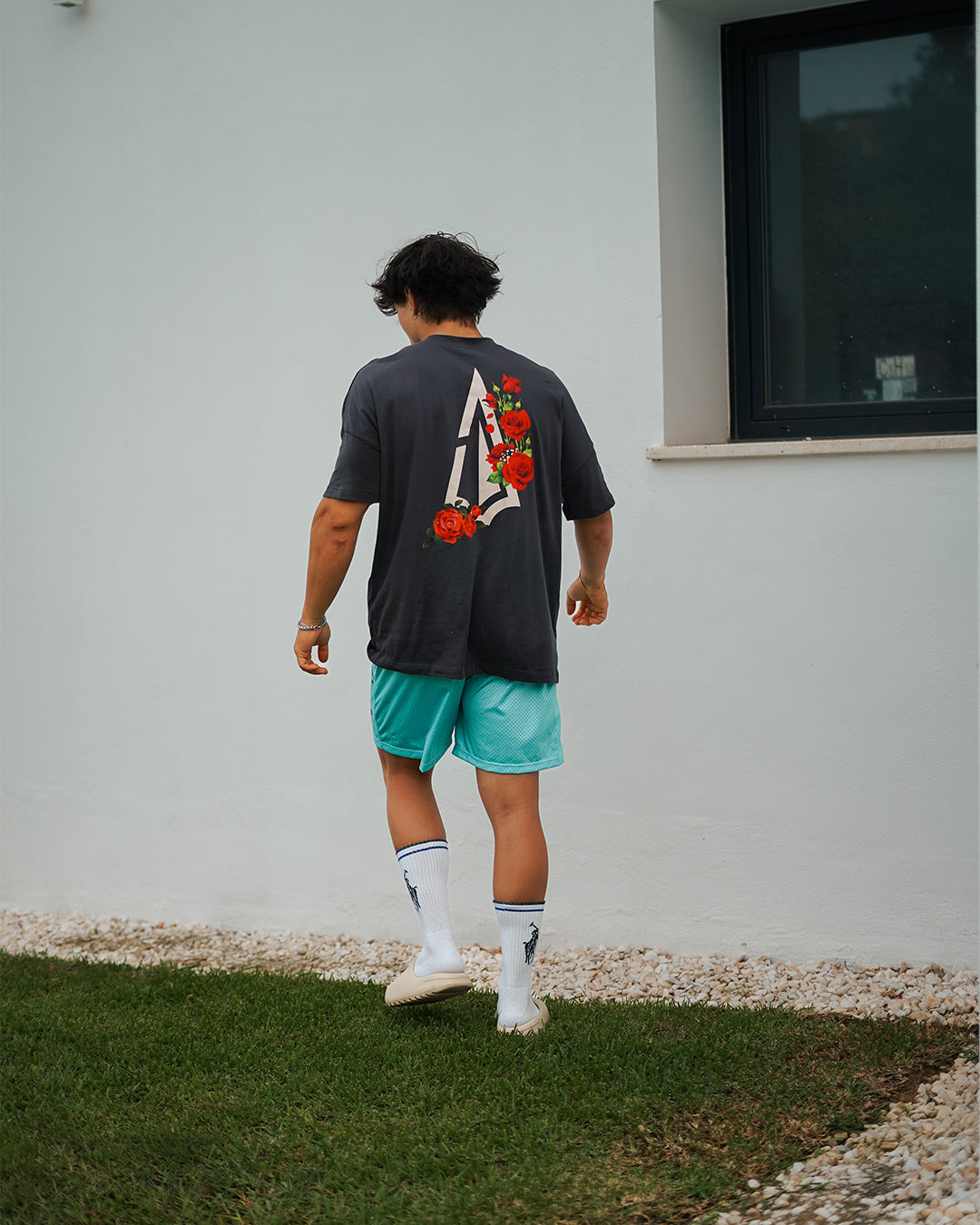 Oversize Shirt Floral Power - Arctic Grey