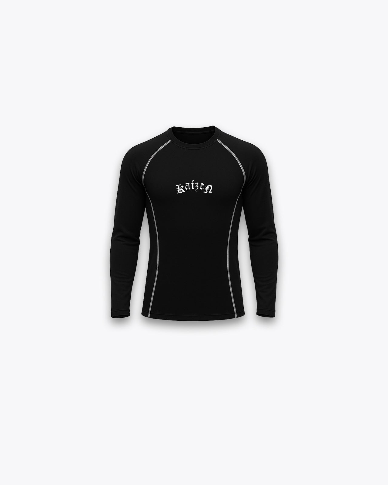 LONGSLEEVE COMPRESSION T-SHIRT - CONTRAST STITCH / BLACK