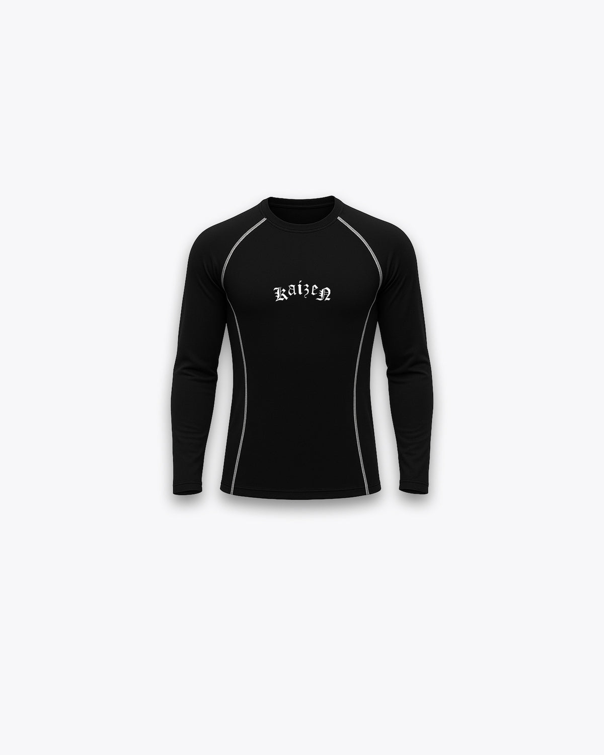 LONGSLEEVE COMPRESSION T-SHIRT - CONTRAST STITCH / BLACK