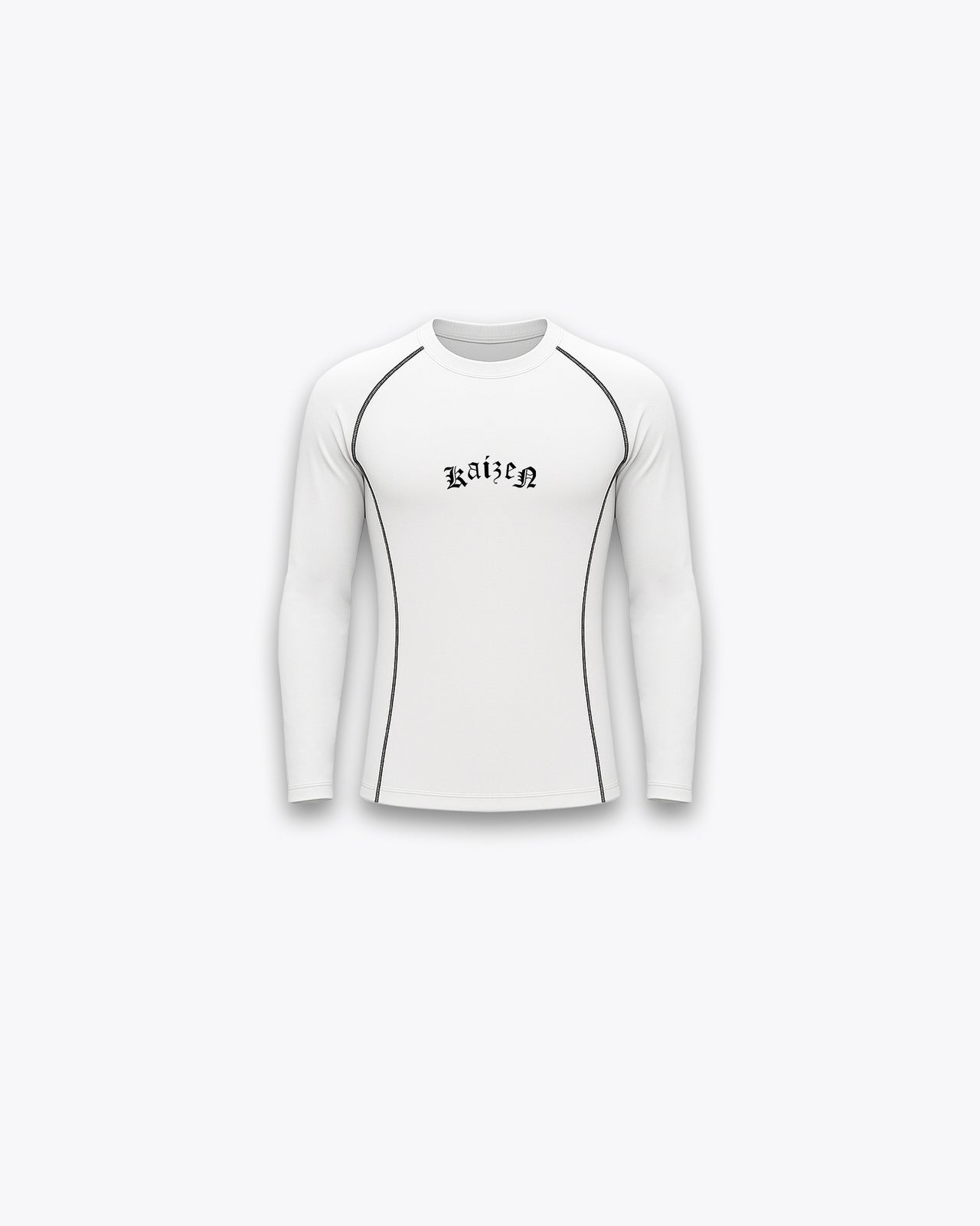 LONGSLEEVE COMPRESSION T-SHIRT - CONTRAST STITCH / WHITE