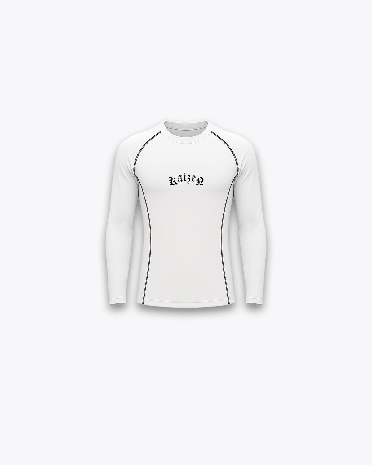 LONGSLEEVE COMPRESSION T-SHIRT - CONTRAST STITCH / WHITE