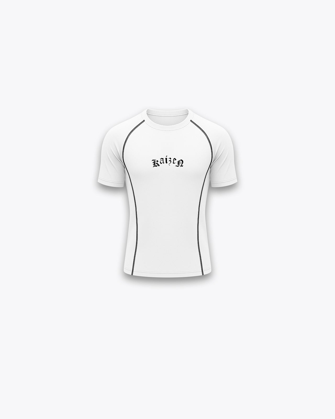 SHORTSLEEVE COMPRESSION T-SHIRT - CONTRAST STITCH / WHITE