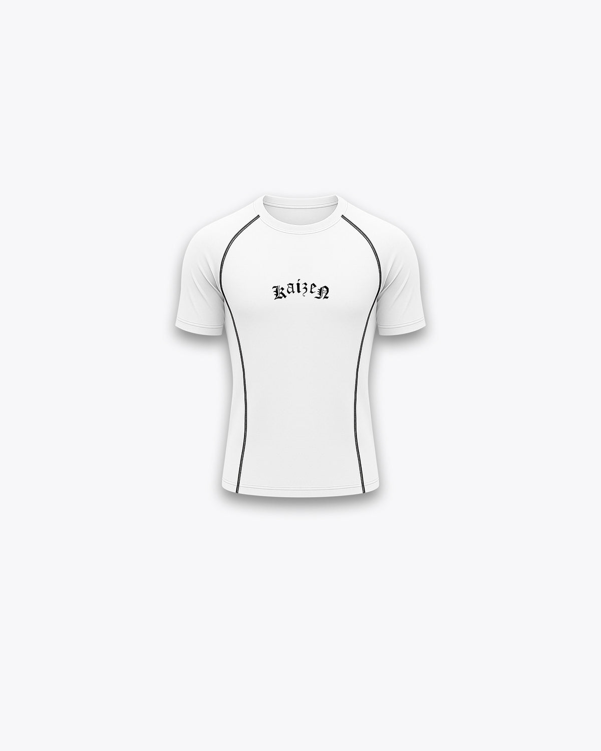SHORTSLEEVE COMPRESSION T-SHIRT - CONTRAST STITCH / WHITE