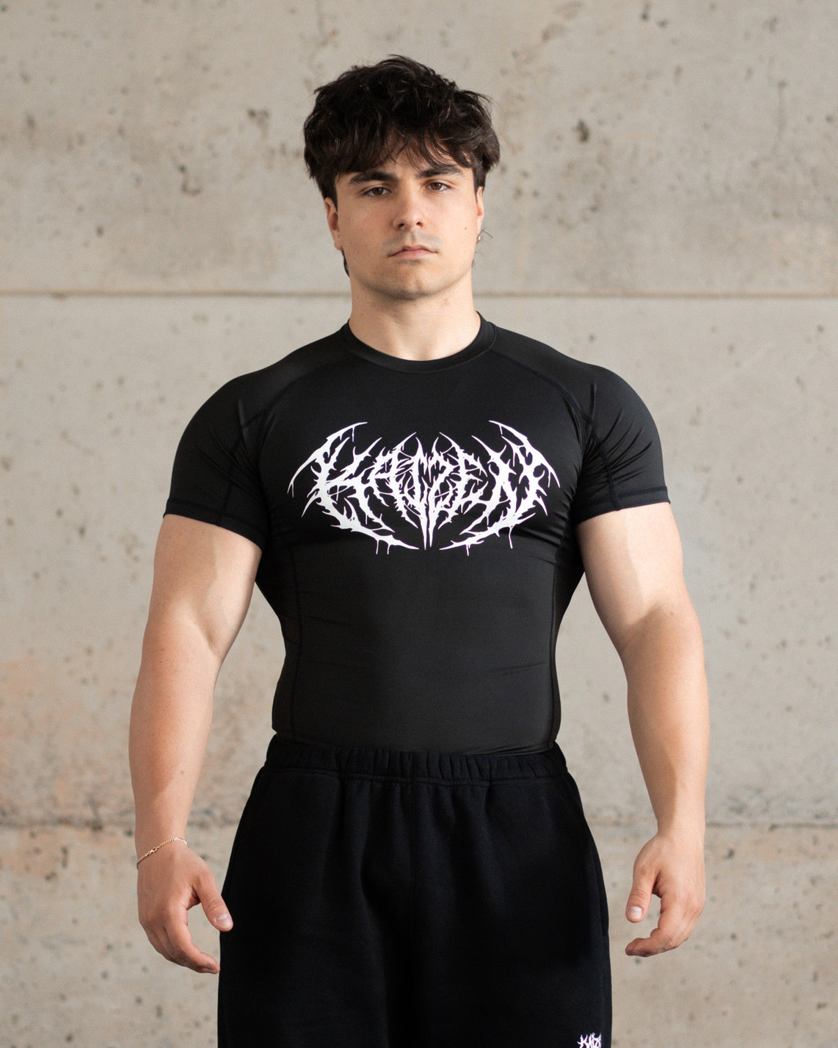 SHORTSLEEVE COMPRESSION T-SHIRT - WHITE CRAZE / BLACK