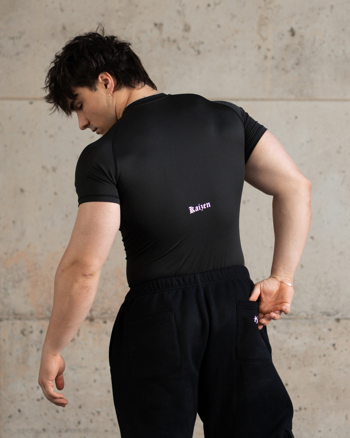 SHORTSLEEVE COMPRESSION T-SHIRT - WHITE CRAZE / BLACK
