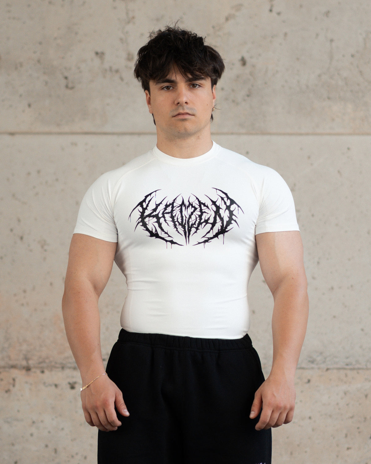 SHORTSLEEVE COMPRESSION T-SHIRT - BLACK CRAZE / WHITE