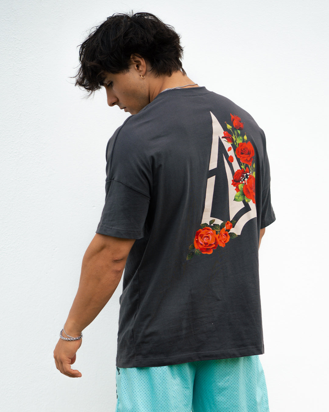 Oversize Shirt Floral Power - Arctic Grey