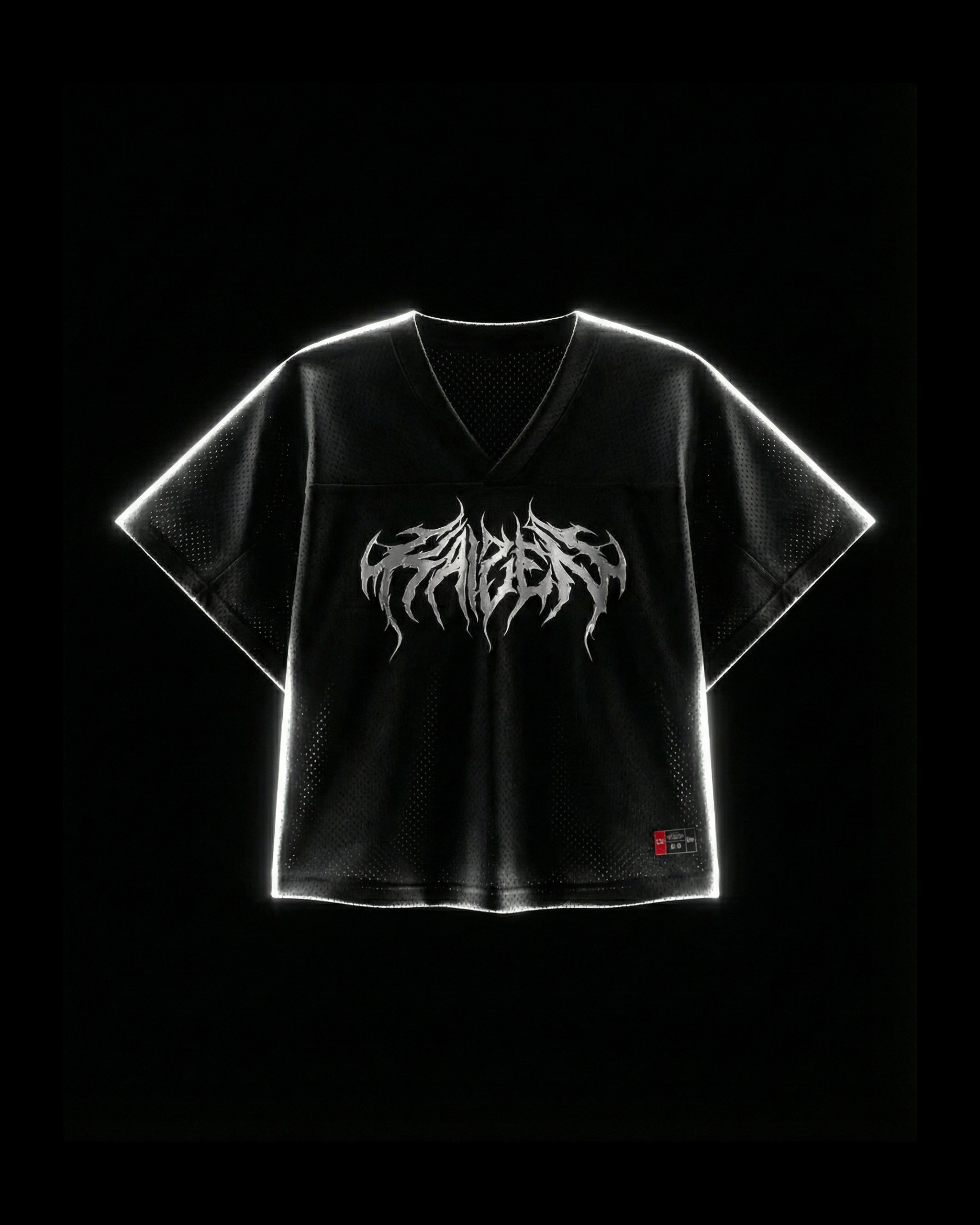 K-01 BOXY OVERSIZE VARSITY MESH SHIRT  - BLACK