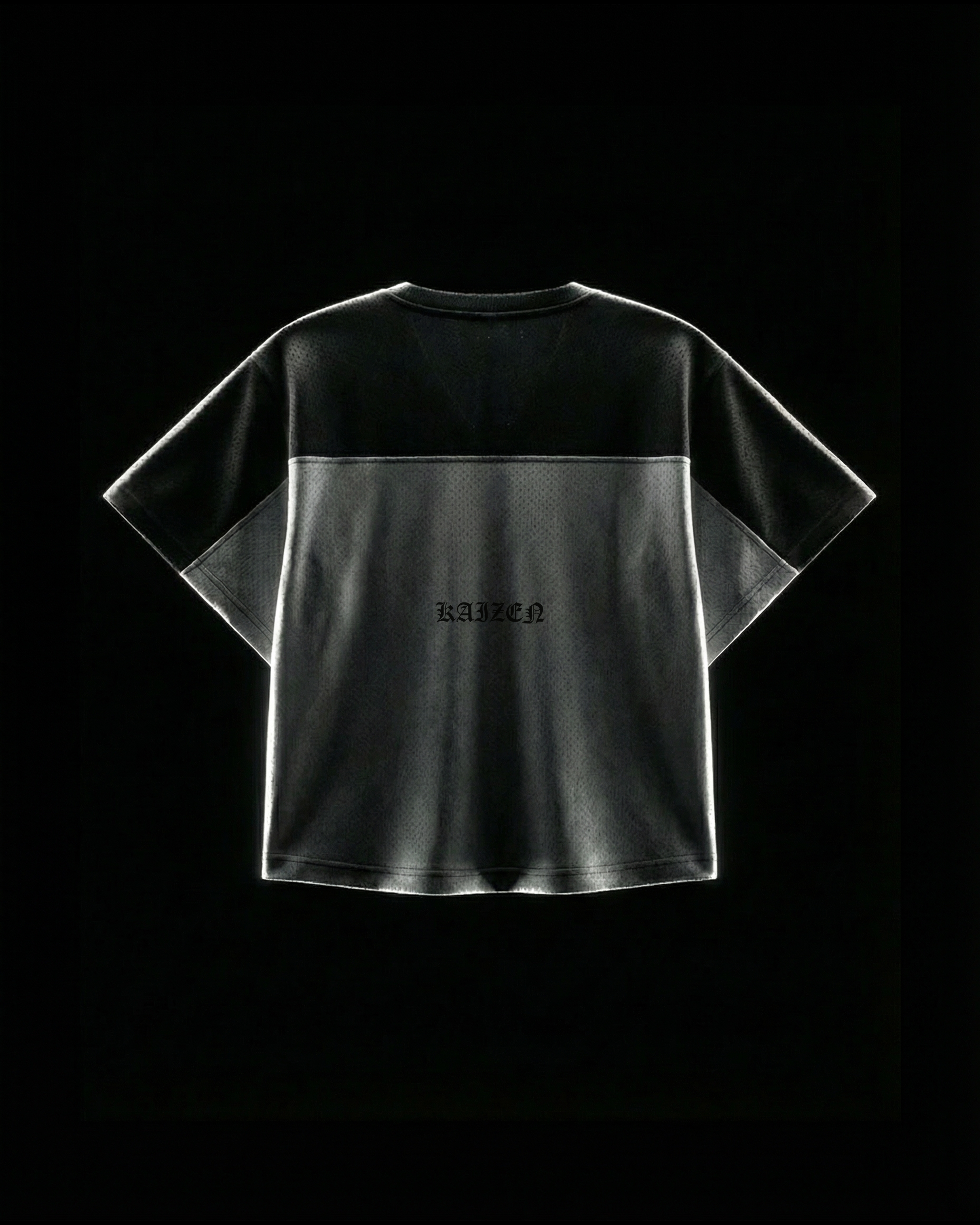 K-01 BOXY OVERSIZE VARSITY MESH SHIRT  - GREY