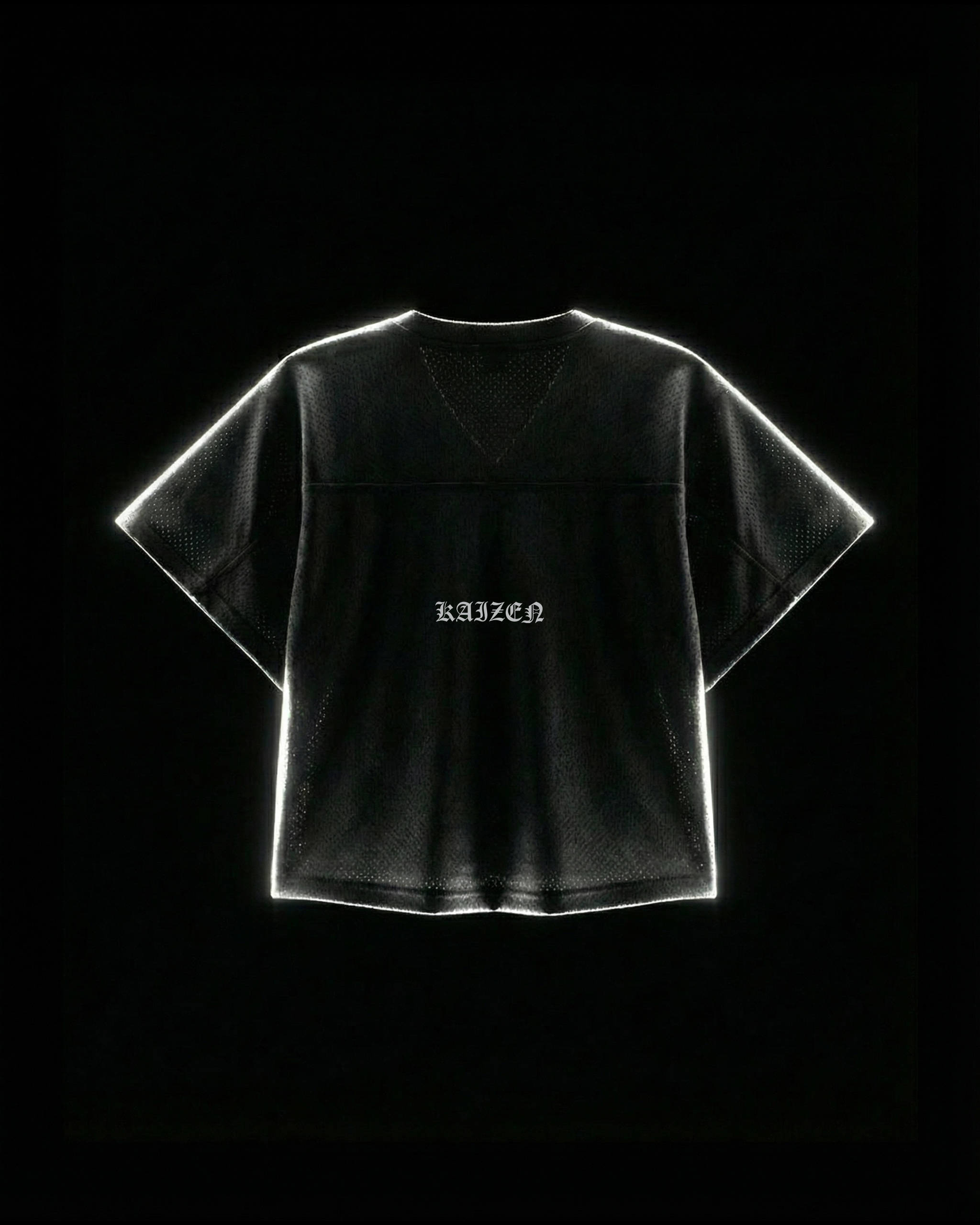 K-01 BOXY OVERSIZE VARSITY MESH SHIRT  - BLACK