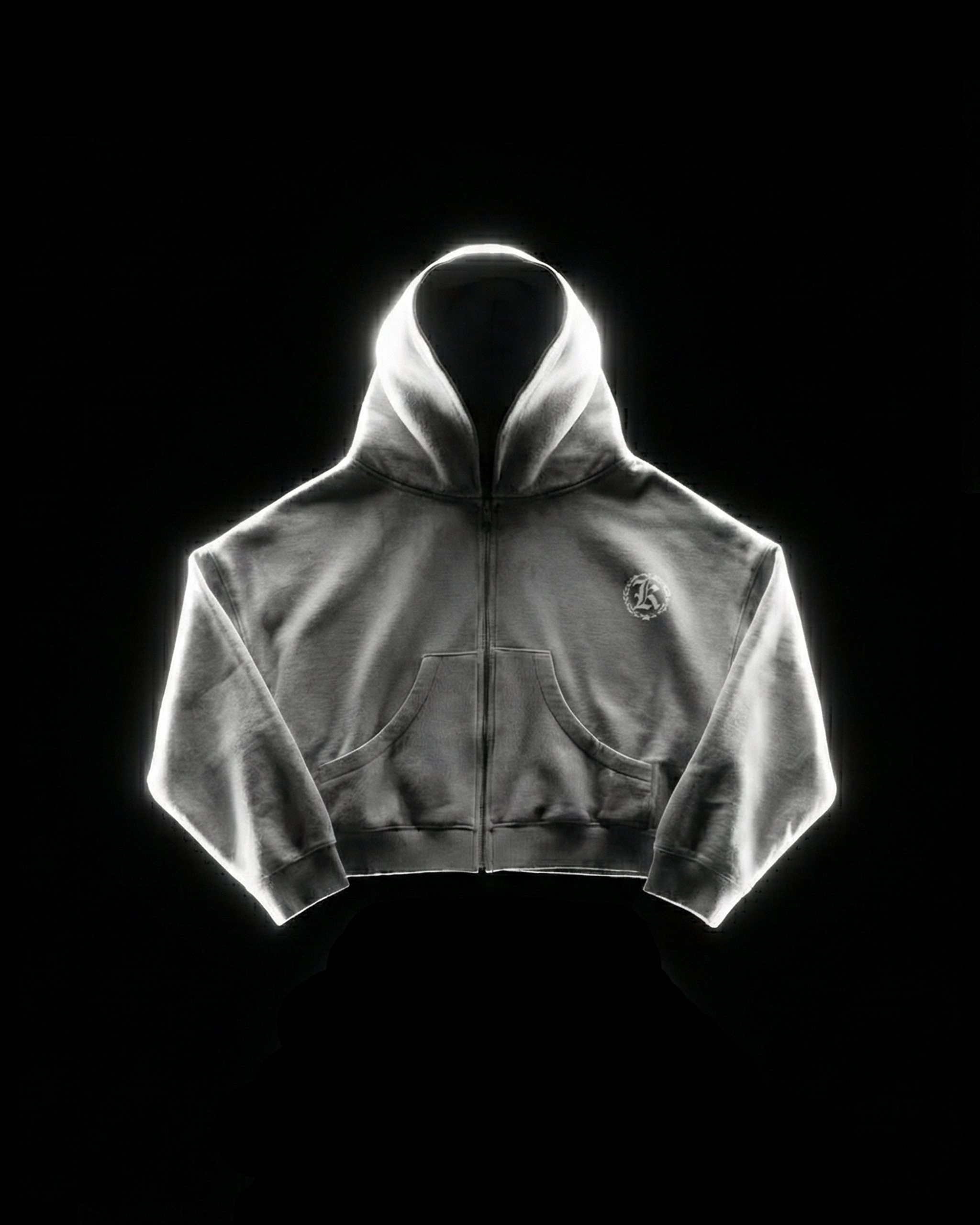 K-01 OG SET OVERSIZE BOXY FIT FULL-ZIP HOODIE  - HEATHERED GREY