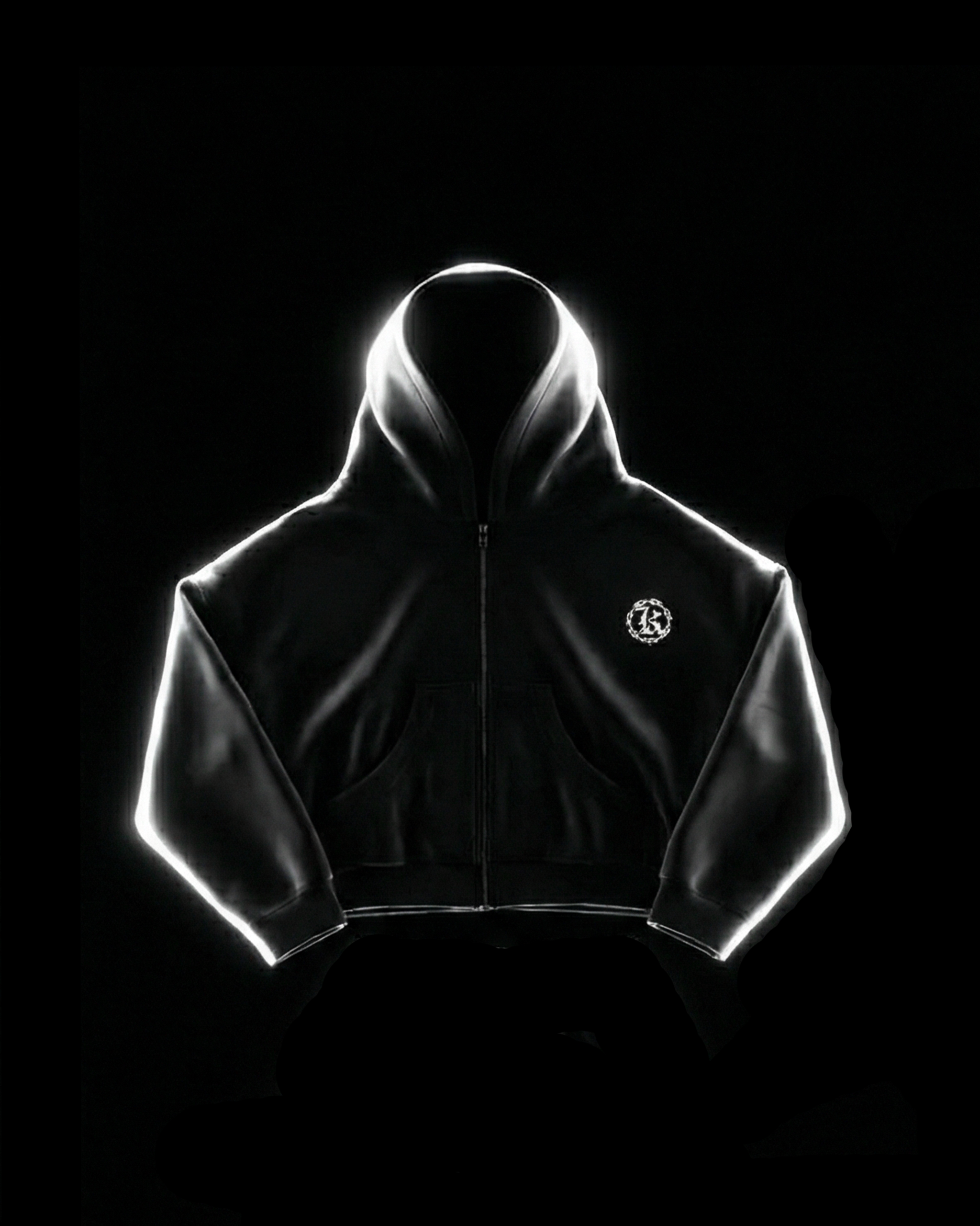 K-01 OG SET OVERSIZE BOXY FIT FULL-ZIP HOODIE  - BLACK