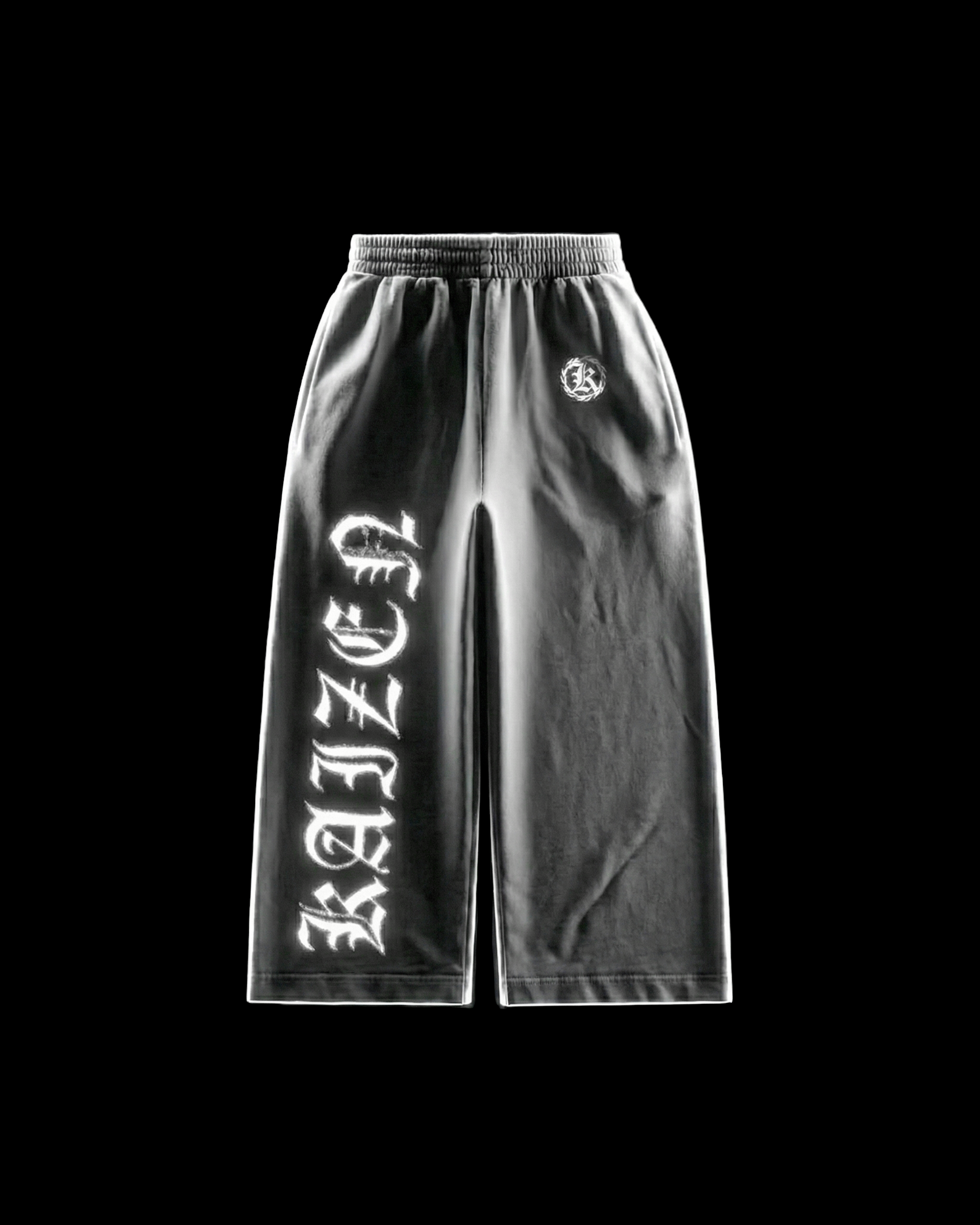 K-01 OG SET BAGGY NO-CUFF JOGGERS - HEATHERED GREY