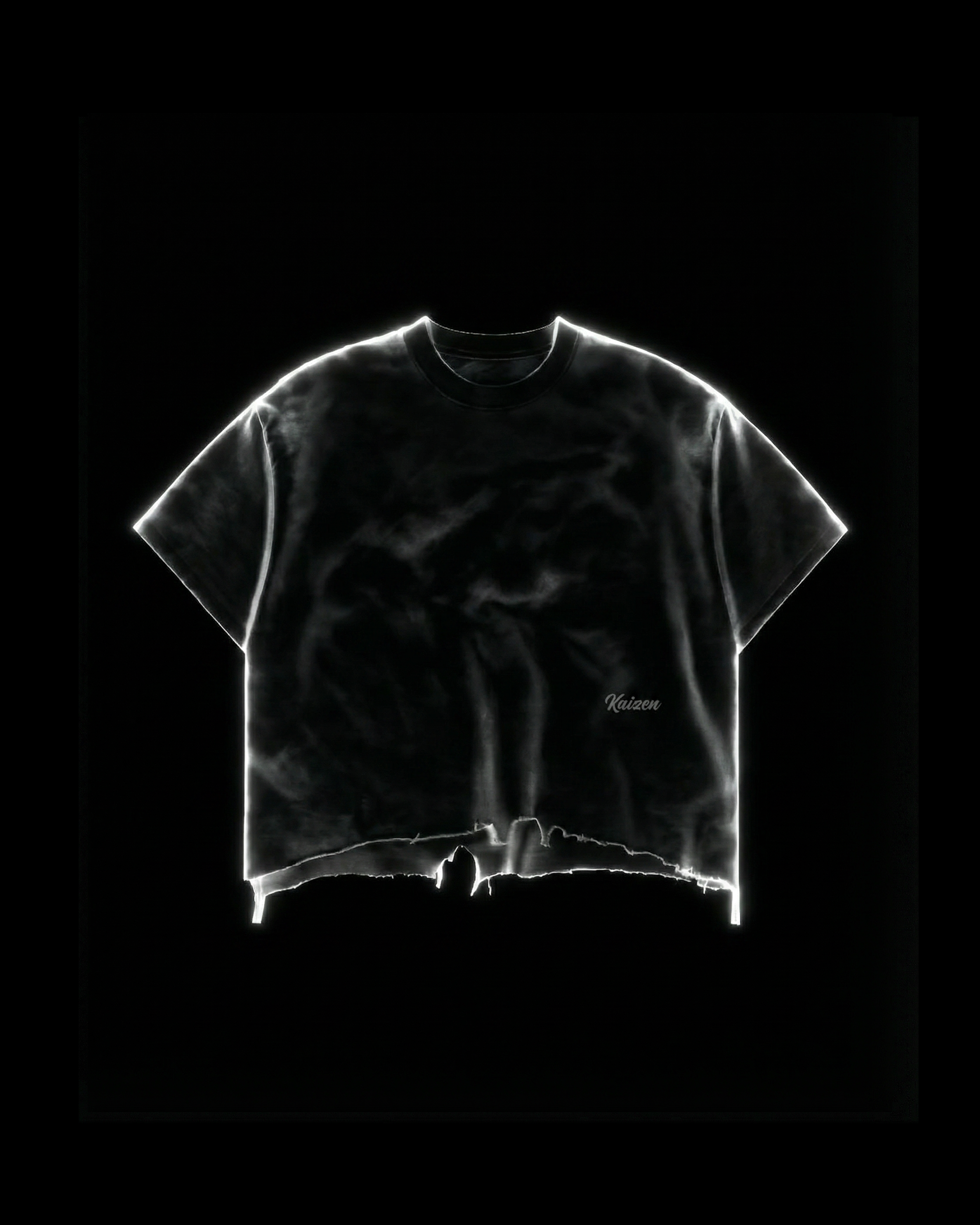 K-02 VINTAGE WASH BOXY DISTRESSED T-SHIRT - Black