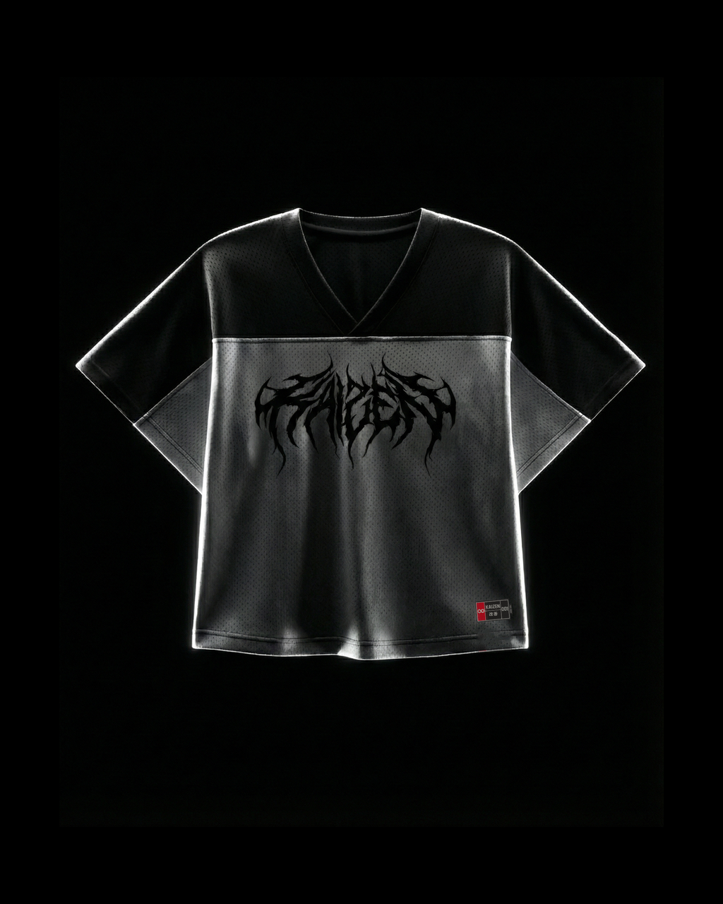 K-01 BOXY OVERSIZE VARSITY MESH SHIRT  - GREY