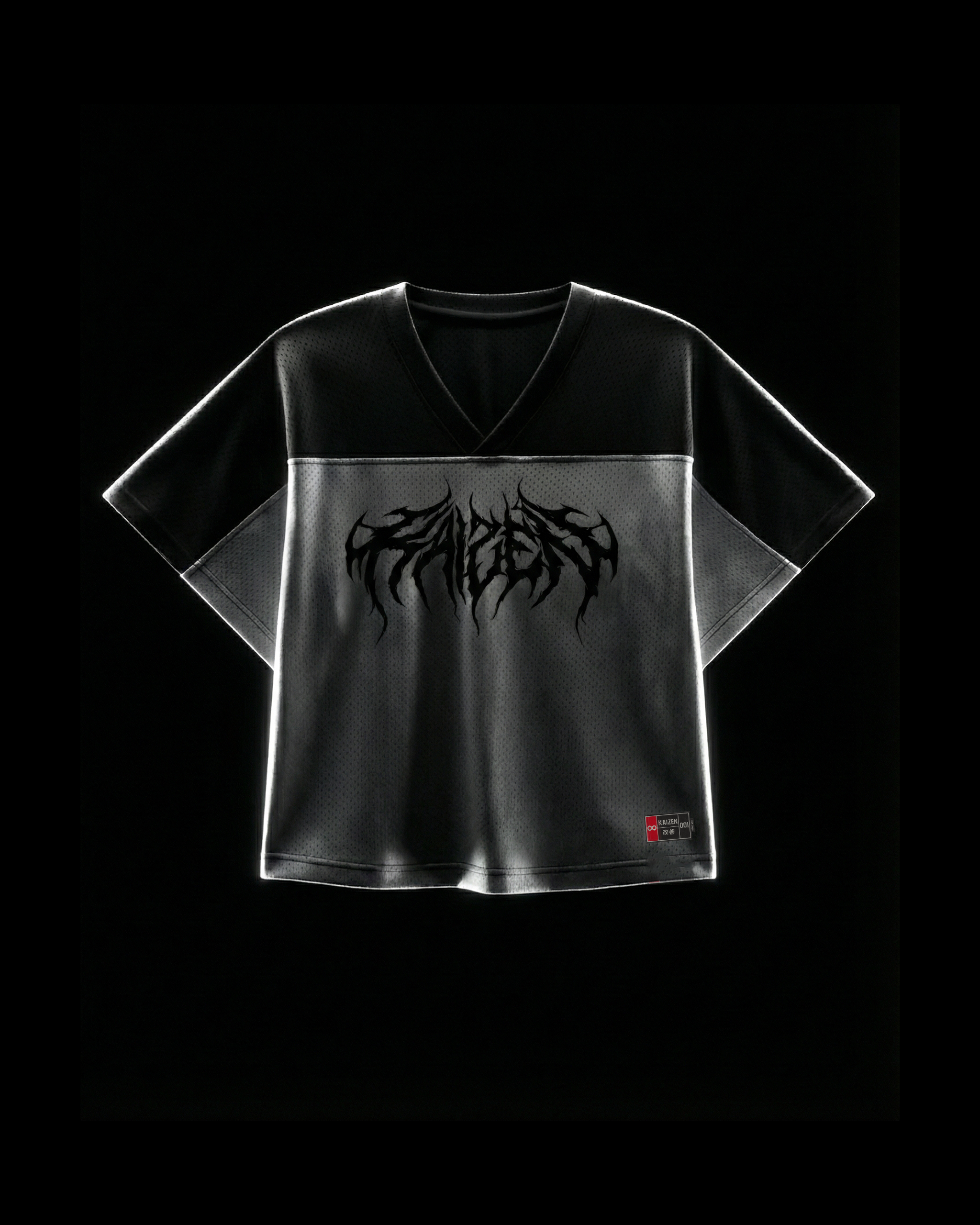 K-01 BOXY OVERSIZE VARSITY MESH SHIRT  - GREY