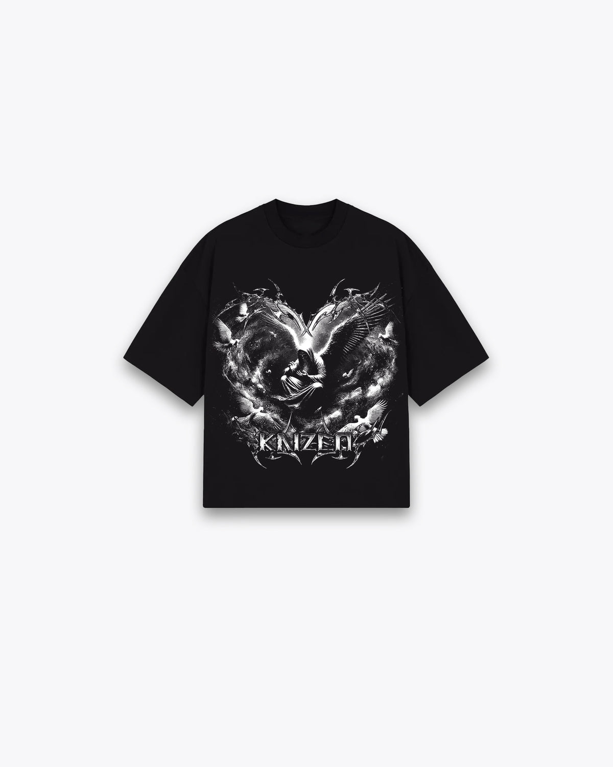 ROUGH CUT CROPPED OVERSIZE T-SHIRT - MYSTICAL / BLACK