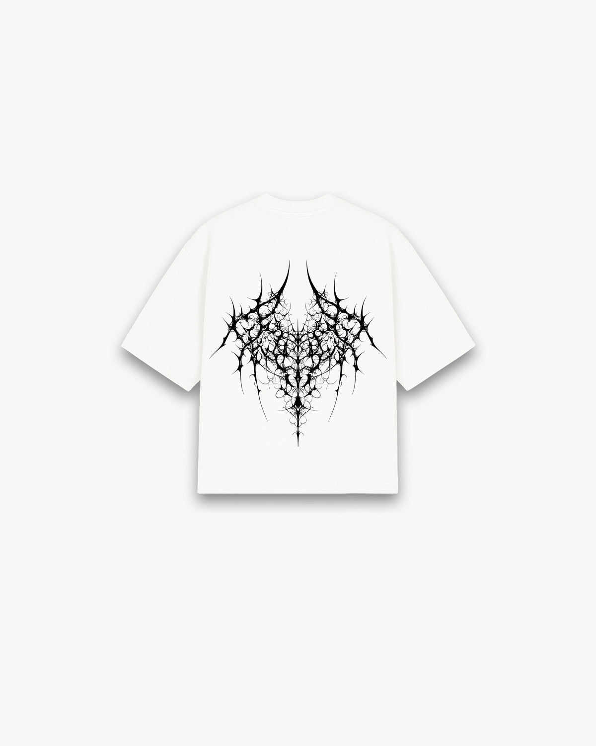 ROUGH CUT CROPPED OVERSIZE T-SHIRT - BLACK DEMON / WHITE