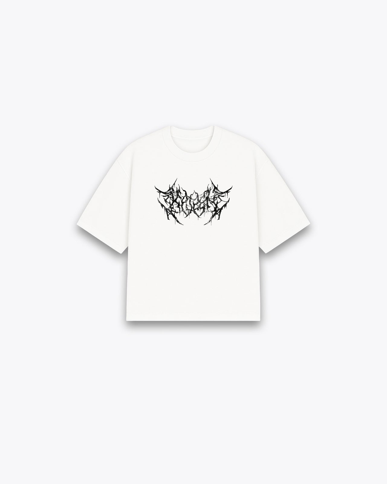 ROUGH CUT CROPPED OVERSIZE T-SHIRT - DEATH METAL / WHITE