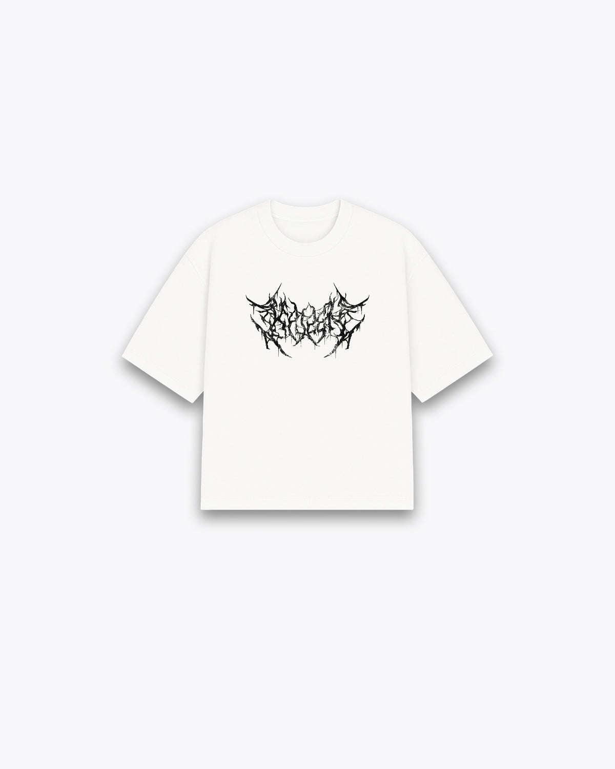 ROUGH CUT CROPPED OVERSIZE T-SHIRT - DEATH METAL / WHITE