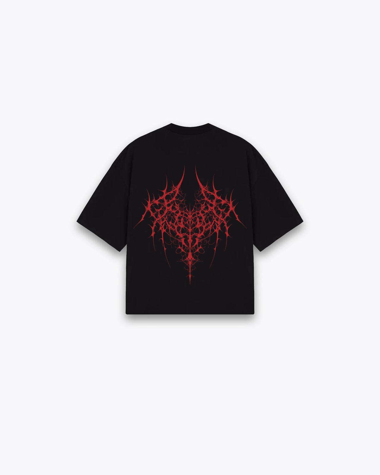 ROUGH CUT CROPPED OVERSIZE T-SHIRT - RED DEMON / BLACK