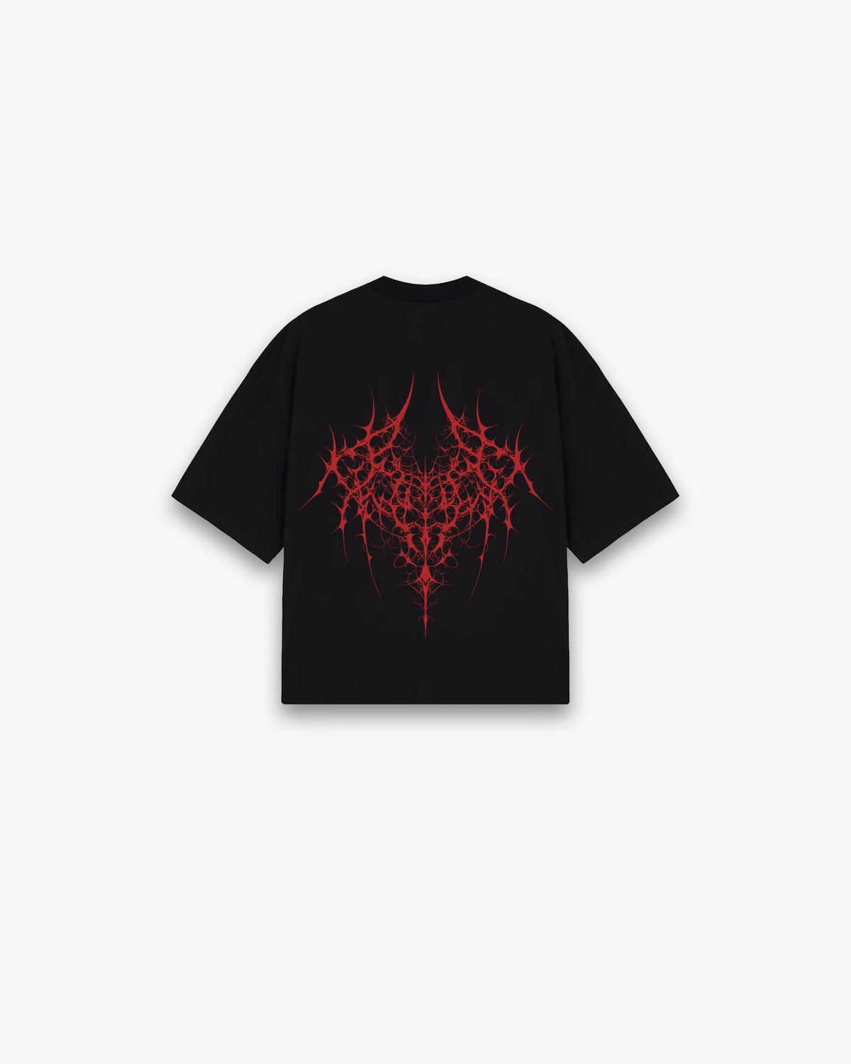 ROUGH CUT CROPPED OVERSIZE T-SHIRT - RED DEMON / BLACK