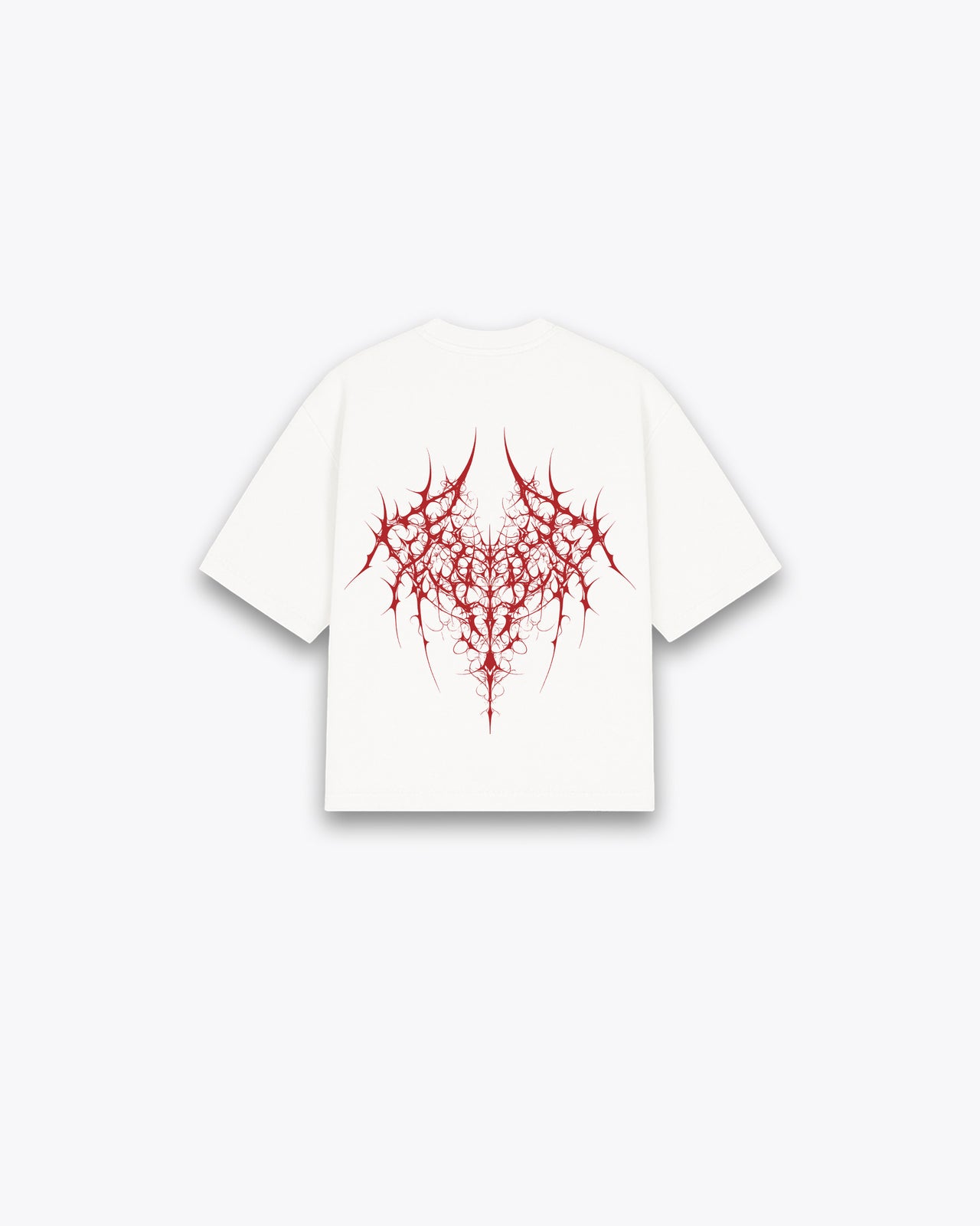 ROUGH CUT CROPPED OVERSIZE T-SHIRT - RED DEMON / WHITE