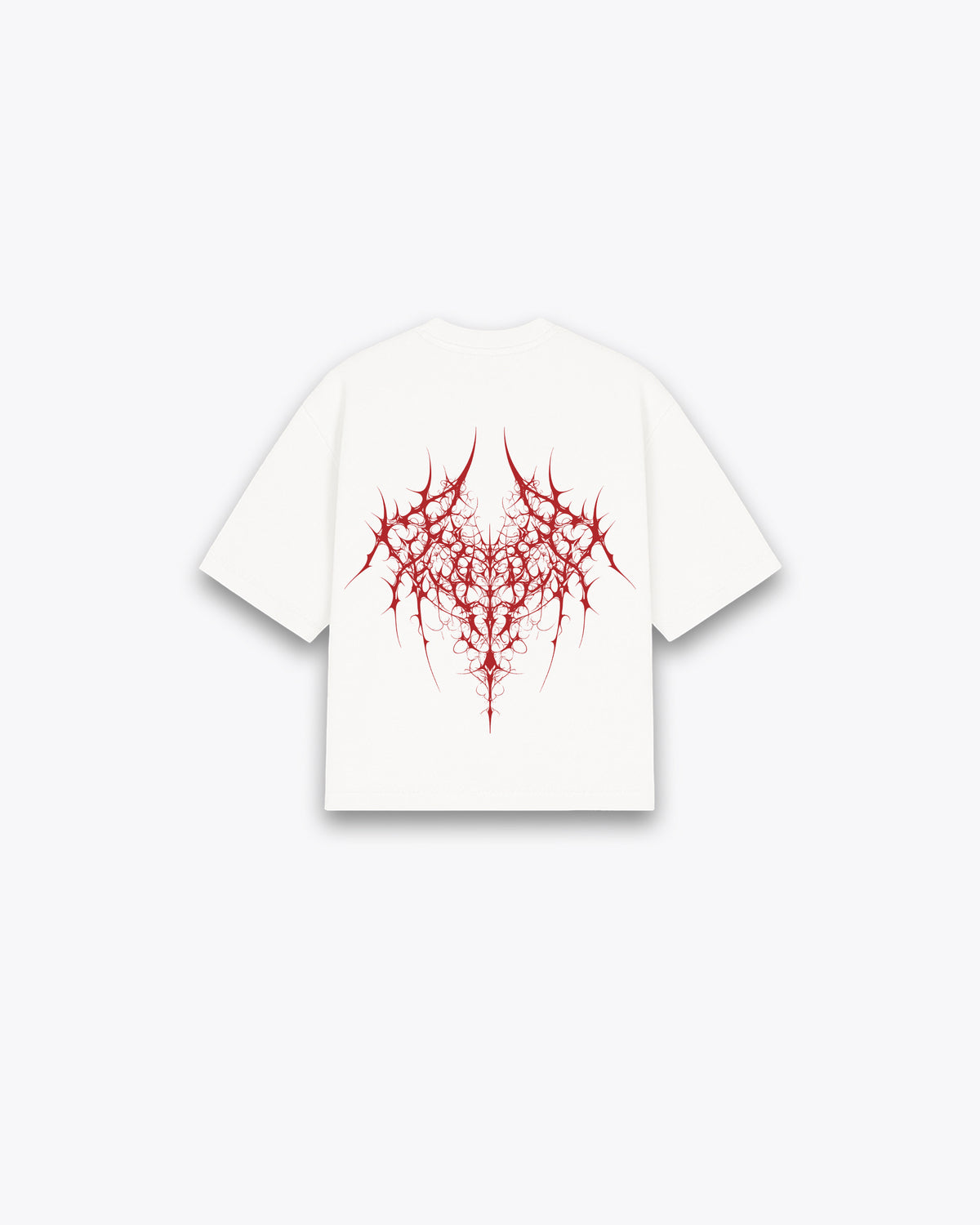 ROUGH CUT CROPPED OVERSIZE T-SHIRT - RED DEMON / WHITE