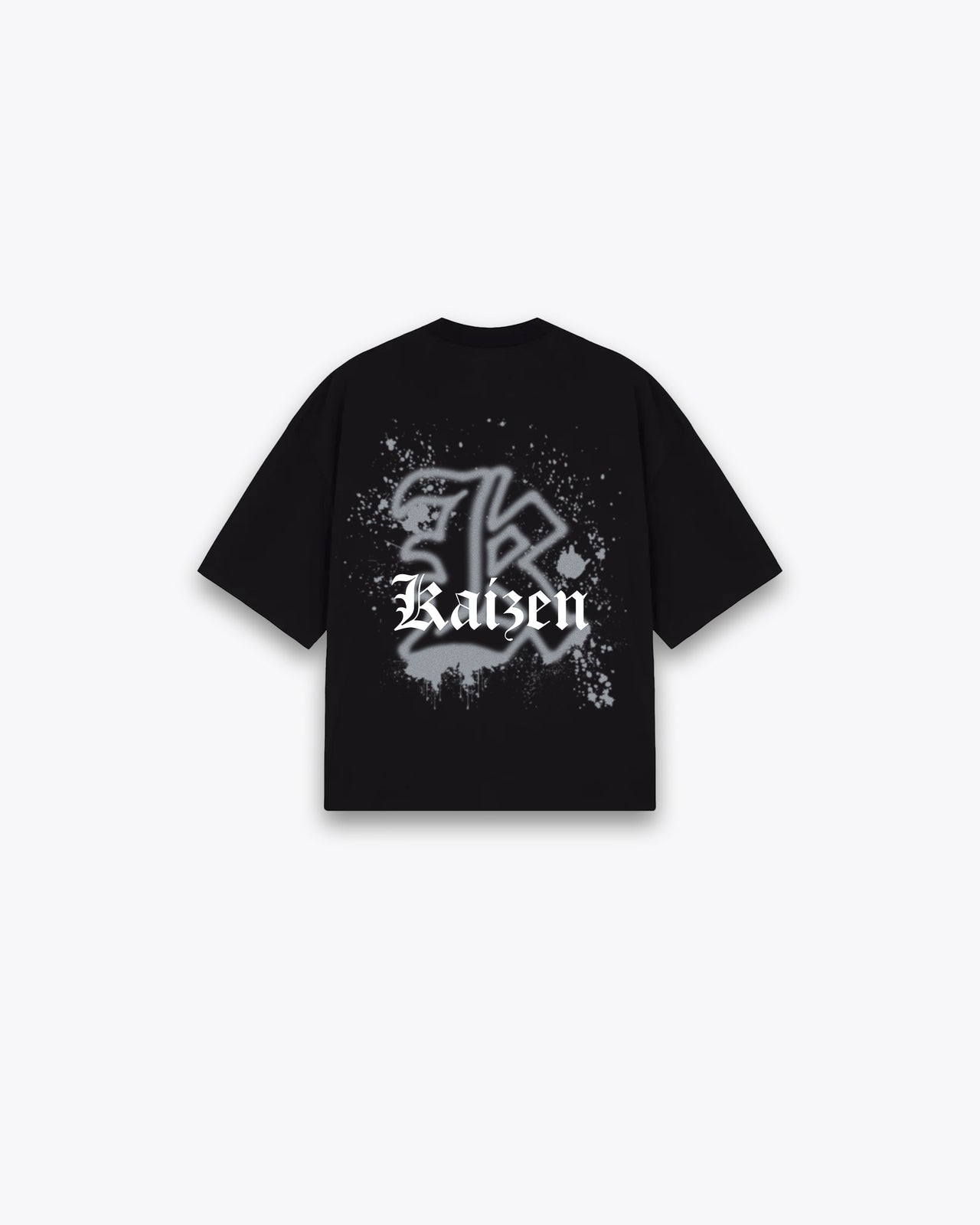 ROUGH CUT CROPPED OVERSIZE T-SHIRT - SPRAY PAINT / BLACK