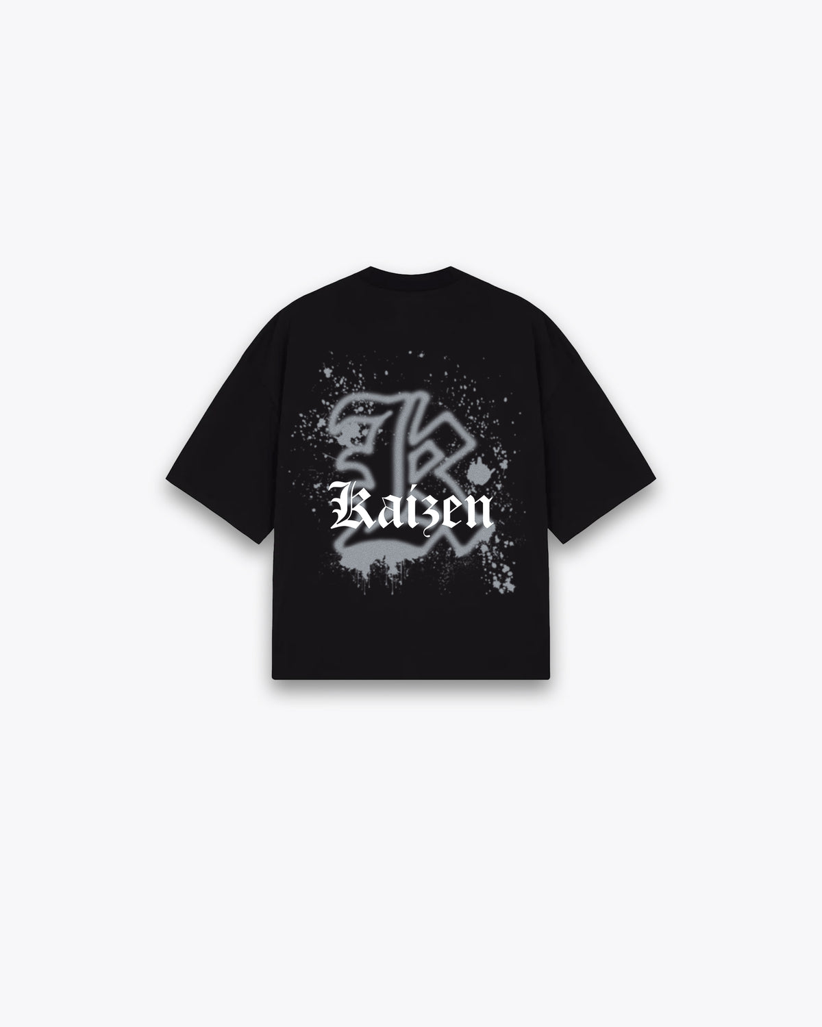 ROUGH CUT CROPPED OVERSIZE T-SHIRT - SPRAY PAINT / BLACK