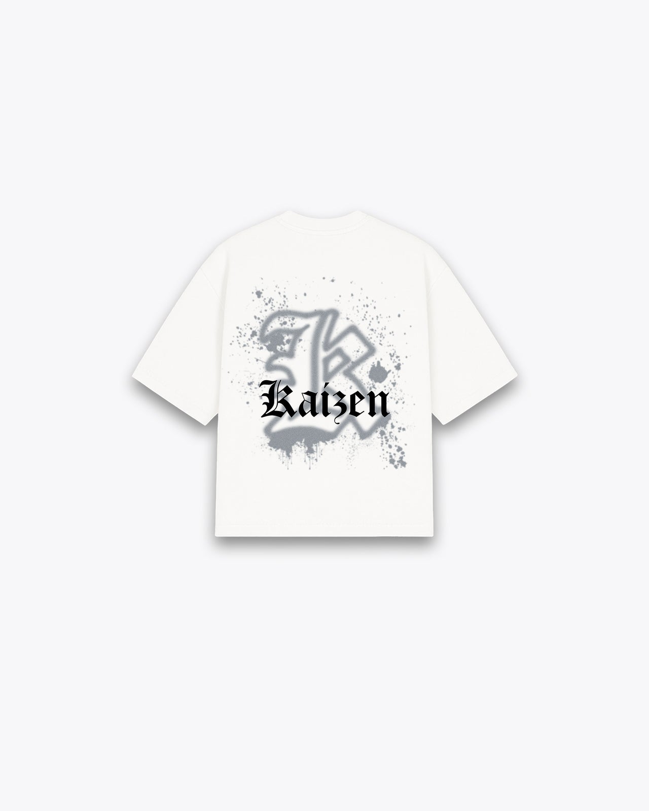 ROUGH CUT CROPPED OVERSIZE T-SHIRT - SPRAY PAINT / WHITE