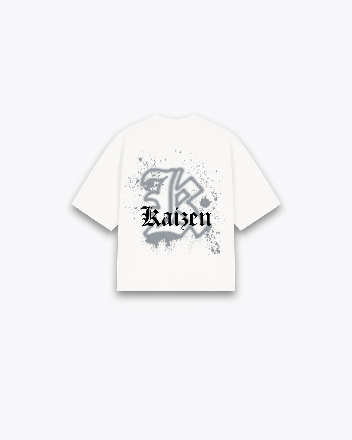 ROUGH CUT CROPPED OVERSIZE T-SHIRT - SPRAY PAINT / WHITE