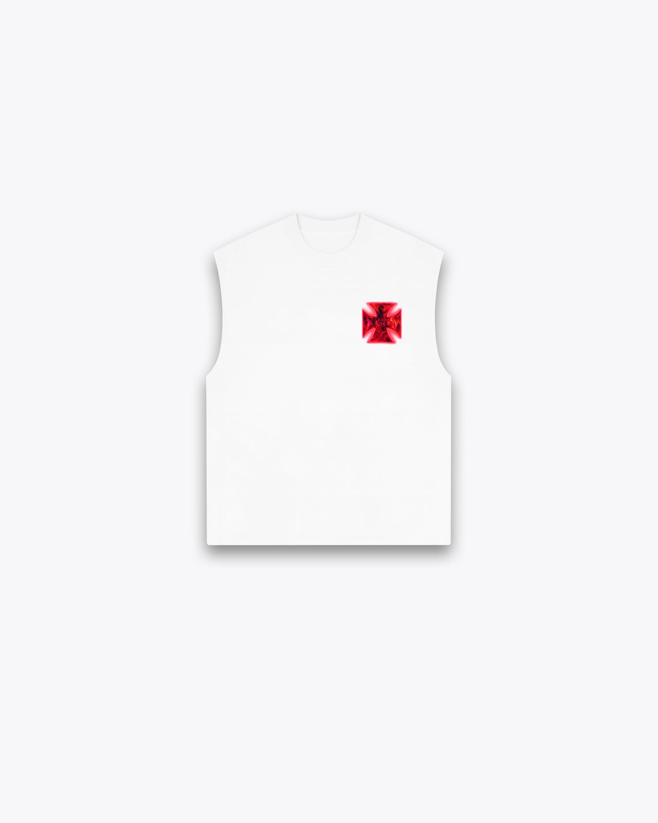 ROUGH CUT CROPPED OVERSIZE TANK - FIRE CROSS / WHITE