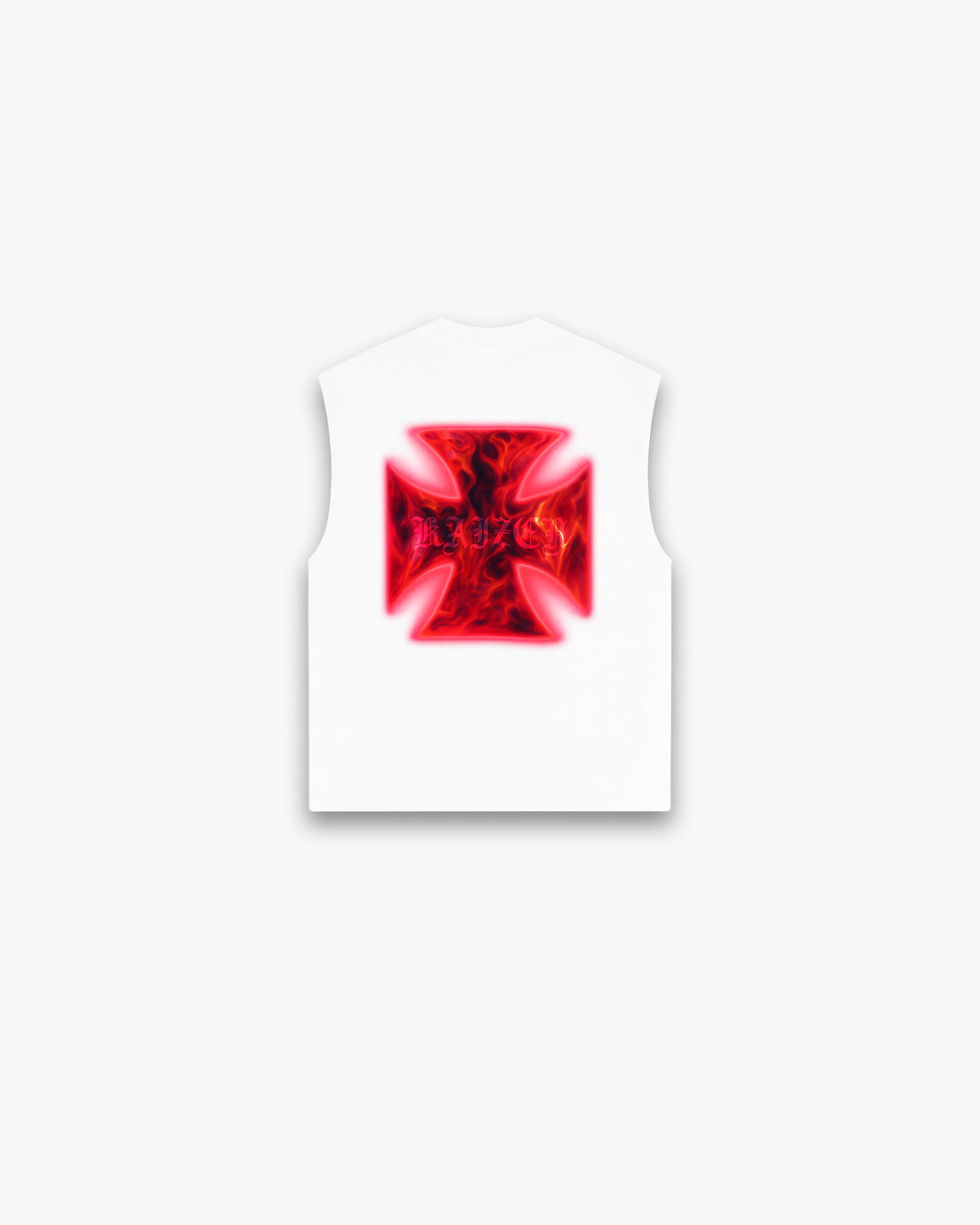 ROUGH CUT CROPPED OVERSIZE TANK - FIRE CROSS / WHITE