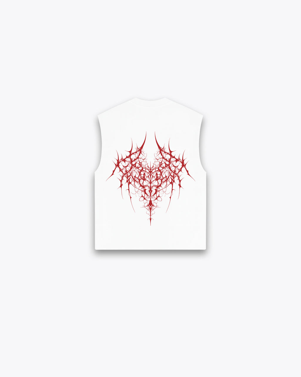 ROUGH CUT CROPPED OVERSIZE TANK - RED DEMON / WHITE