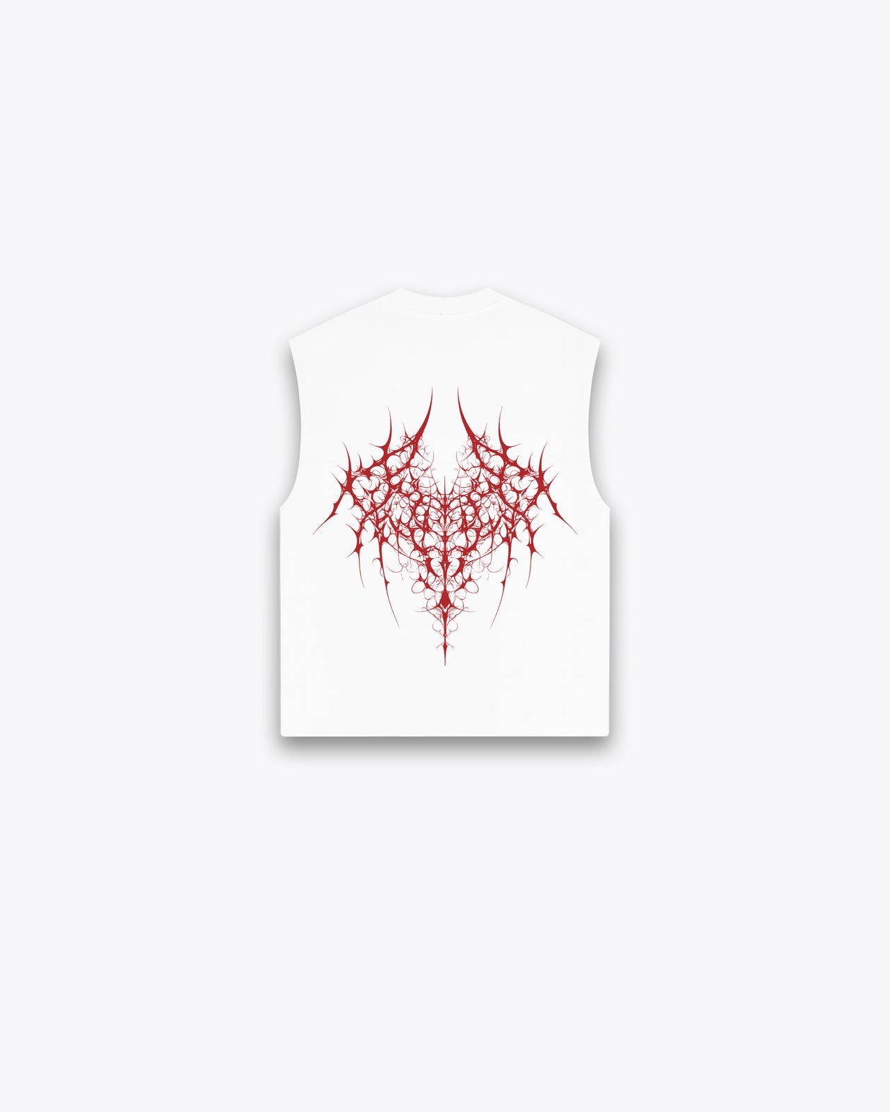 ROUGH CUT CROPPED OVERSIZE TANK - RED DEMON / WHITE