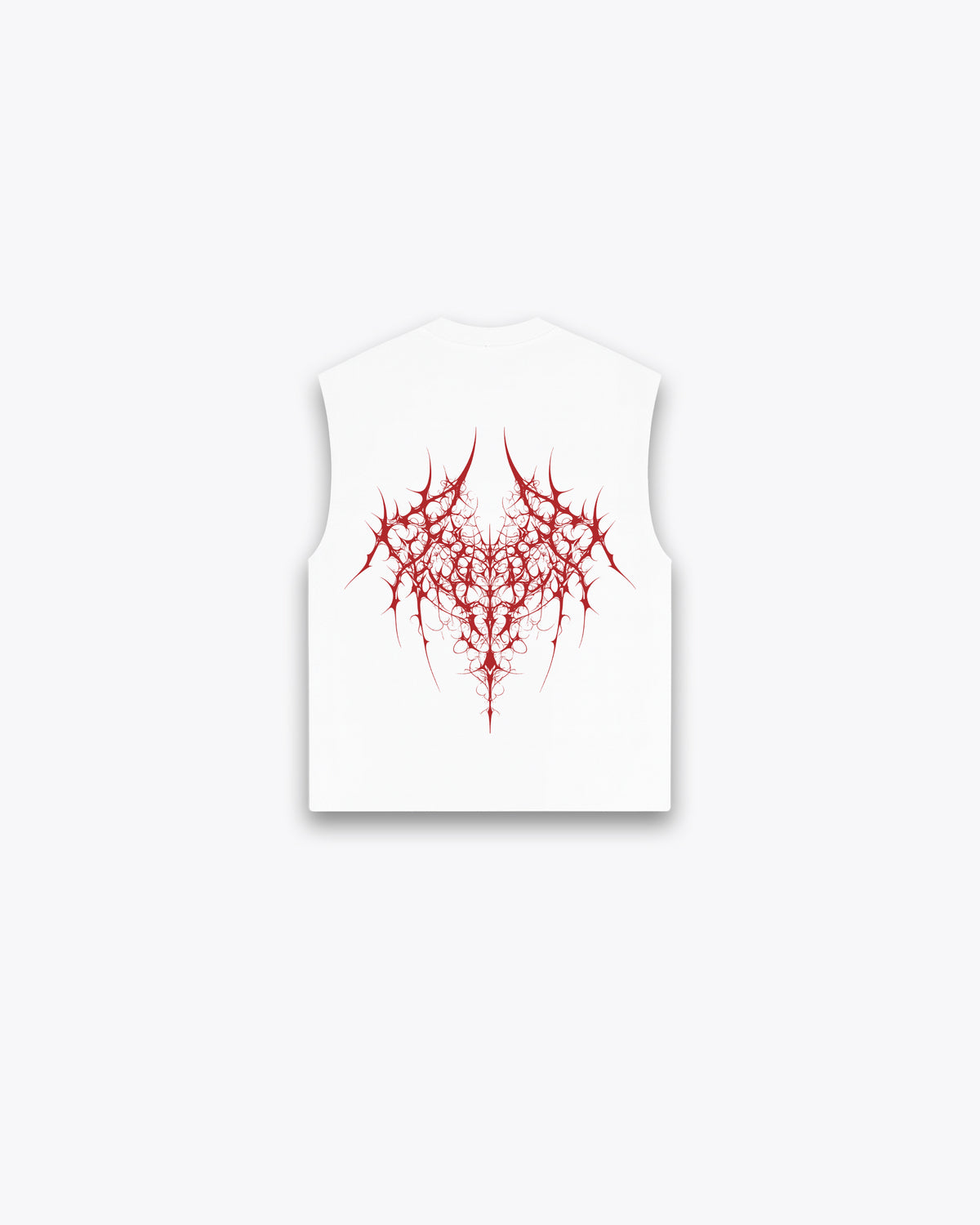 ROUGH CUT CROPPED OVERSIZE TANK - RED DEMON / WHITE