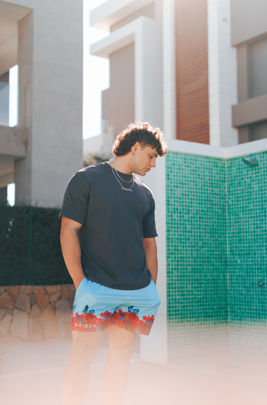 Oversize Shirt Floral Power - Arctic Grey