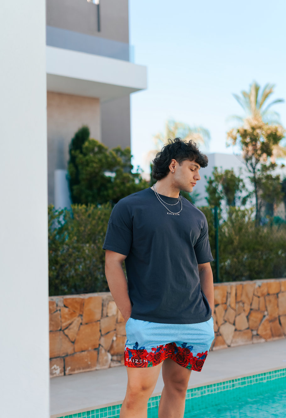 Oversize Shirt Floral Power - Arctic Grey
