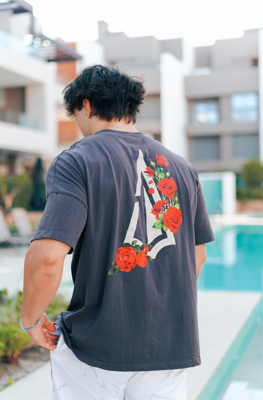 Oversize Shirt Floral Power - Arctic Grey