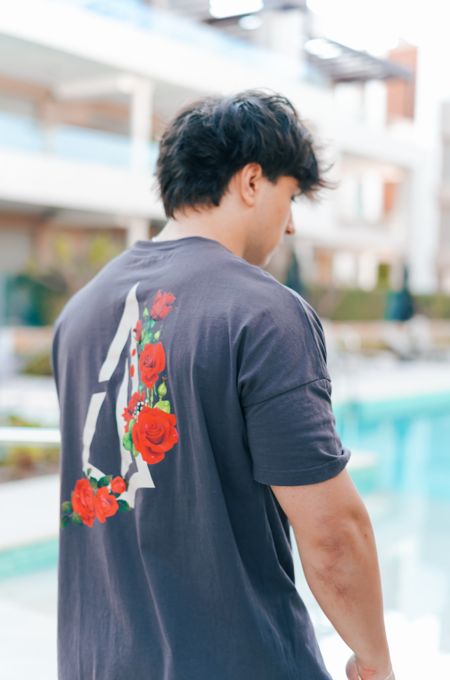 Oversize Shirt Floral Power - Arctic Grey