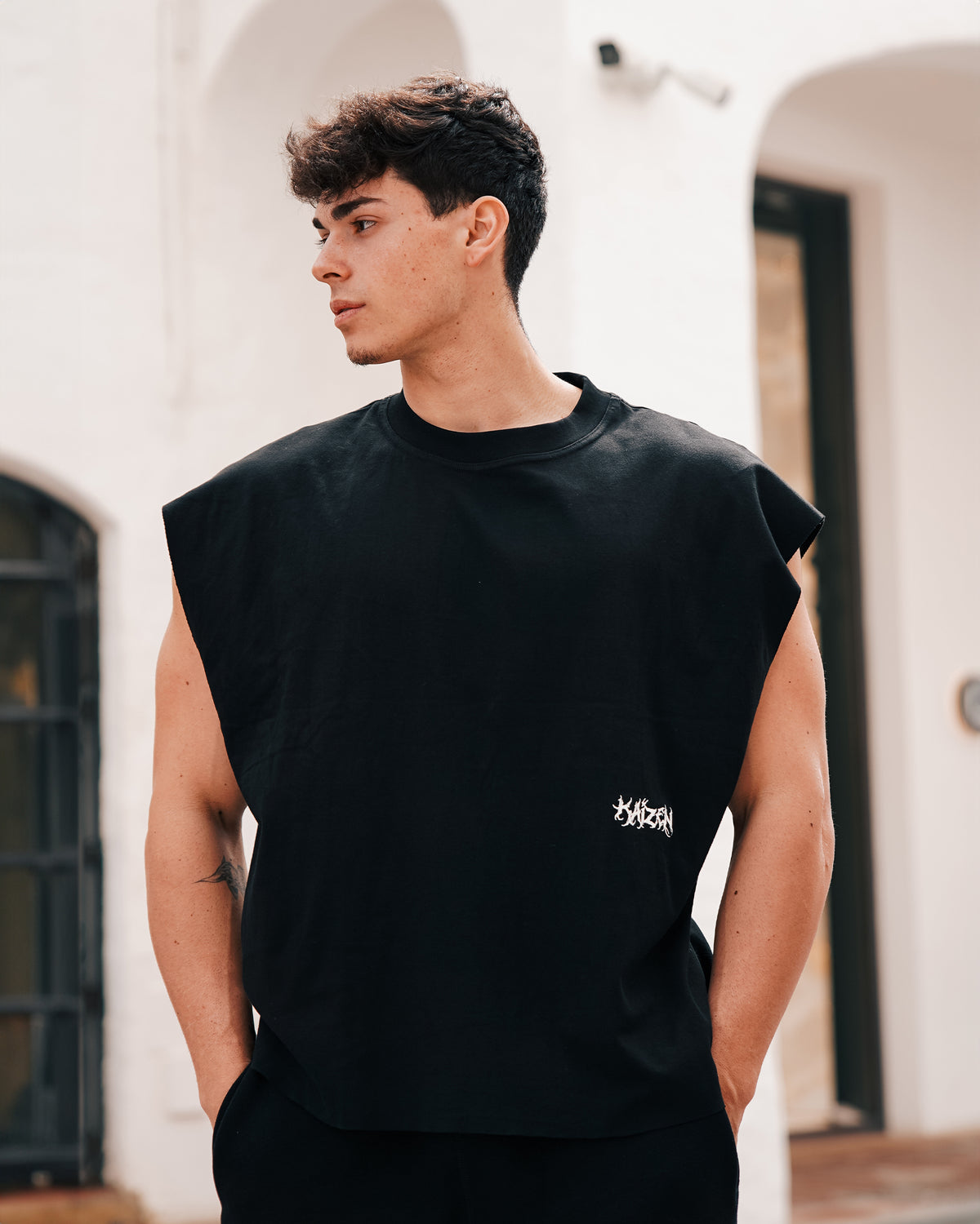 ROUGH CUT CROPPED OVERSIZE TANK - ARCHANGEL / BLACK