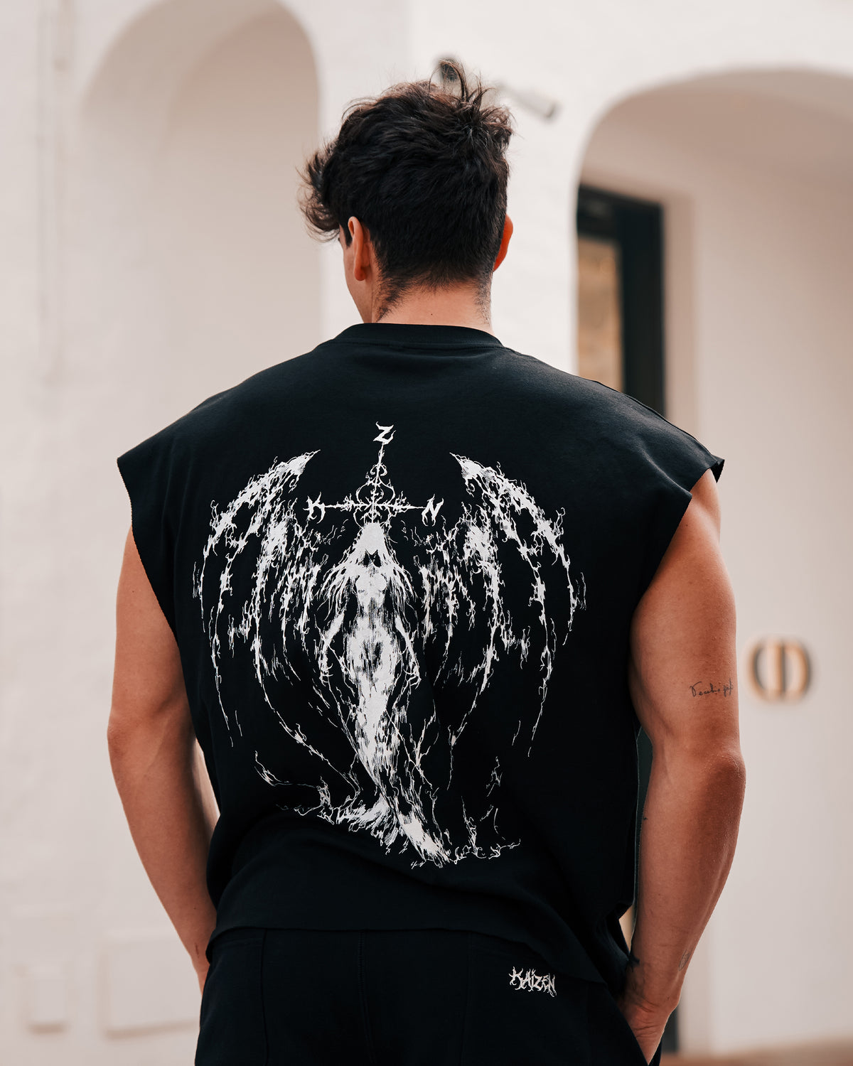 ROUGH CUT CROPPED OVERSIZE TANK - ARCHANGEL / BLACK