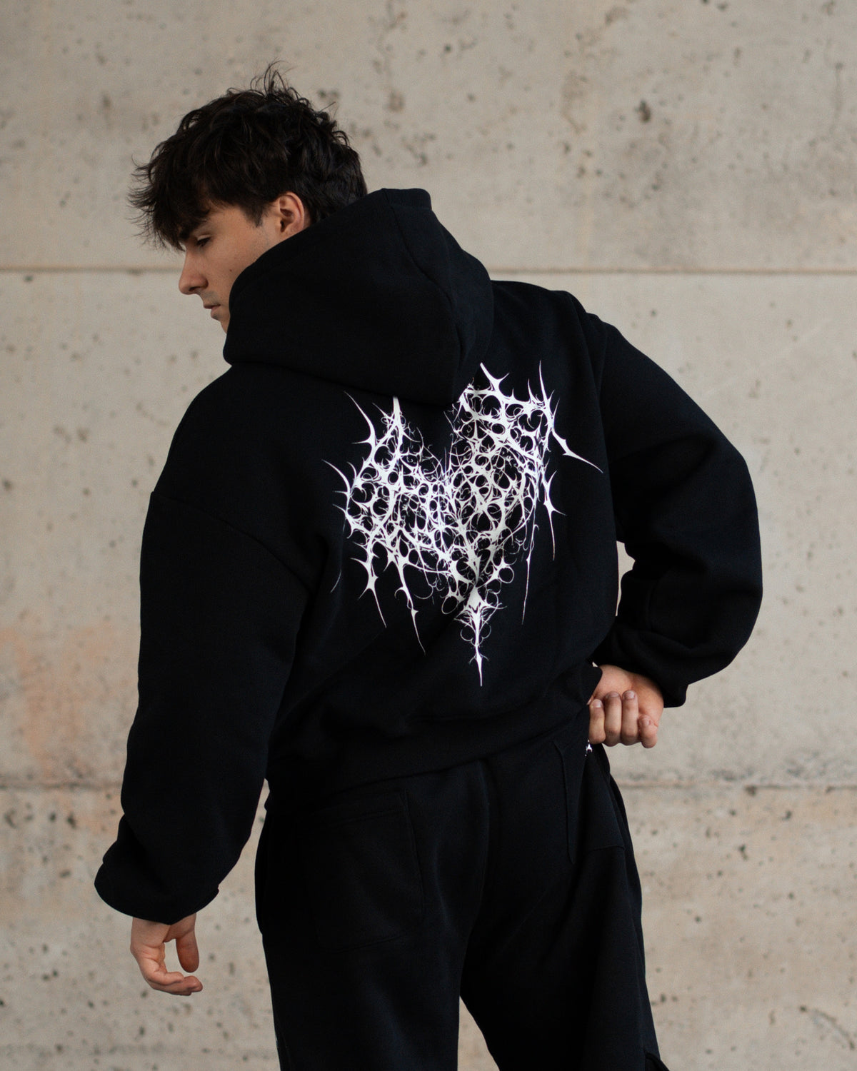 FULL DOUBLE ZIP BOXY HOODIE - DEMON / BLACK