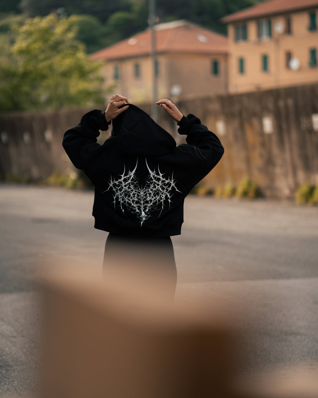FULL DOUBLE ZIP BOXY HOODIE - DEMON / BLACK