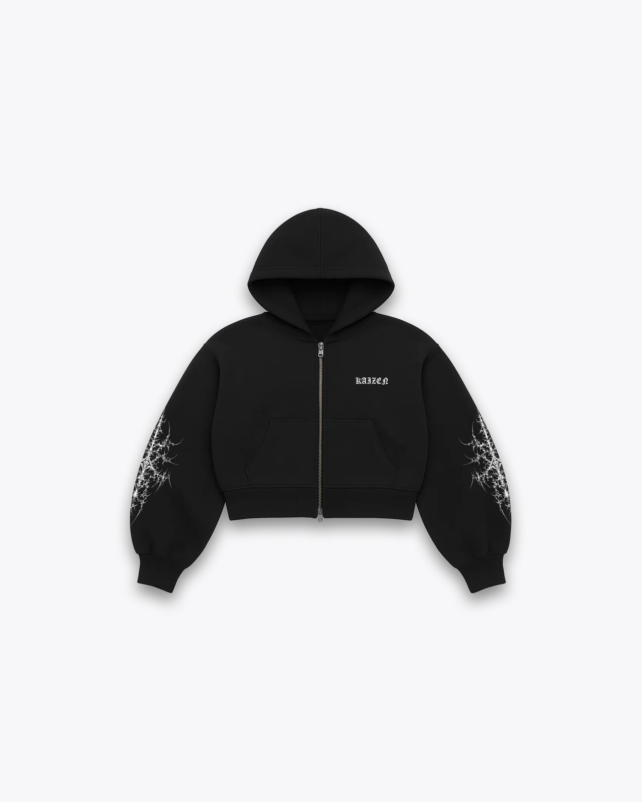 FULL DOUBLE ZIP BOXY HOODIE - REVENGE / BLACK