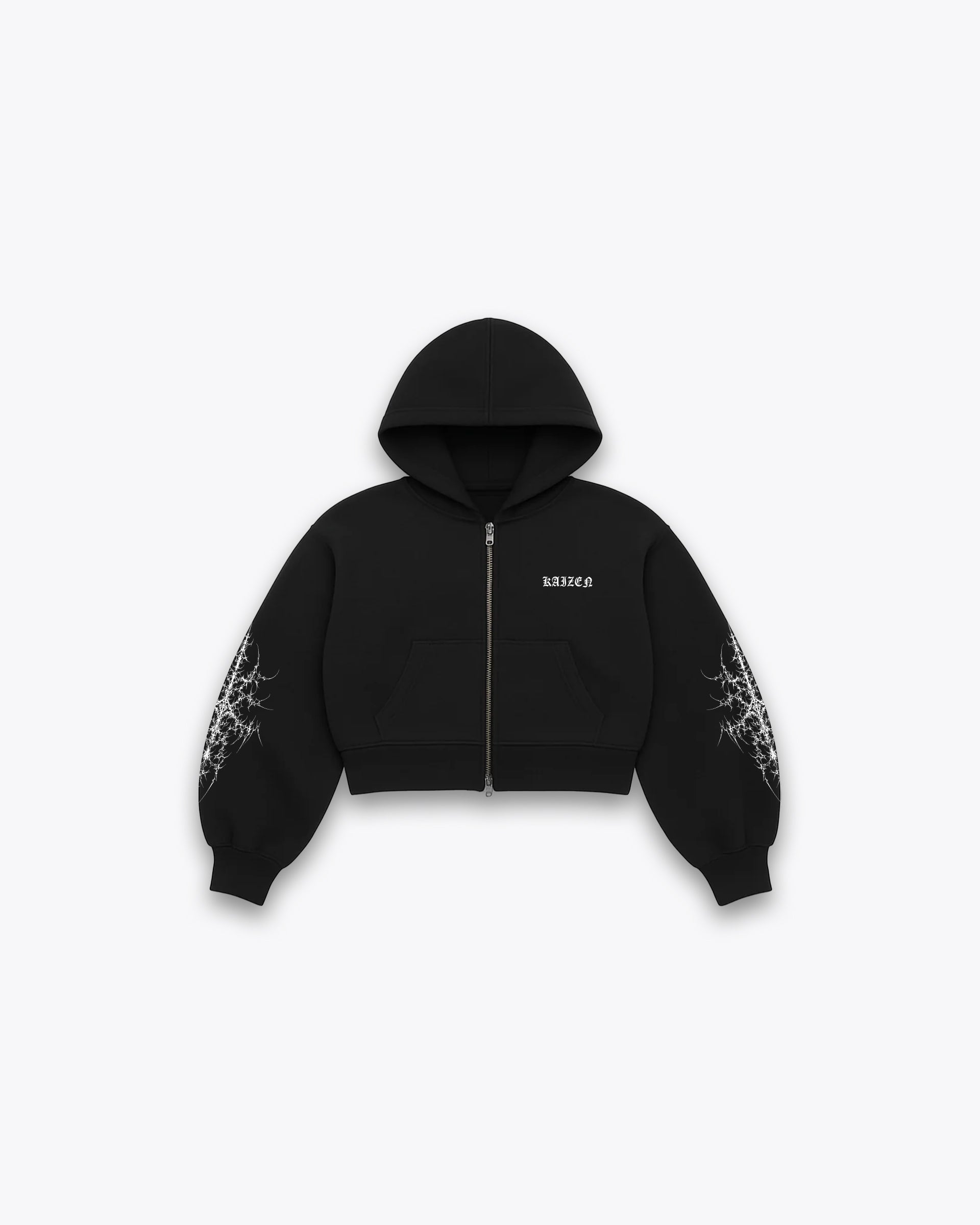 FULL DOUBLE ZIP BOXY HOODIE - REVENGE / BLACK
