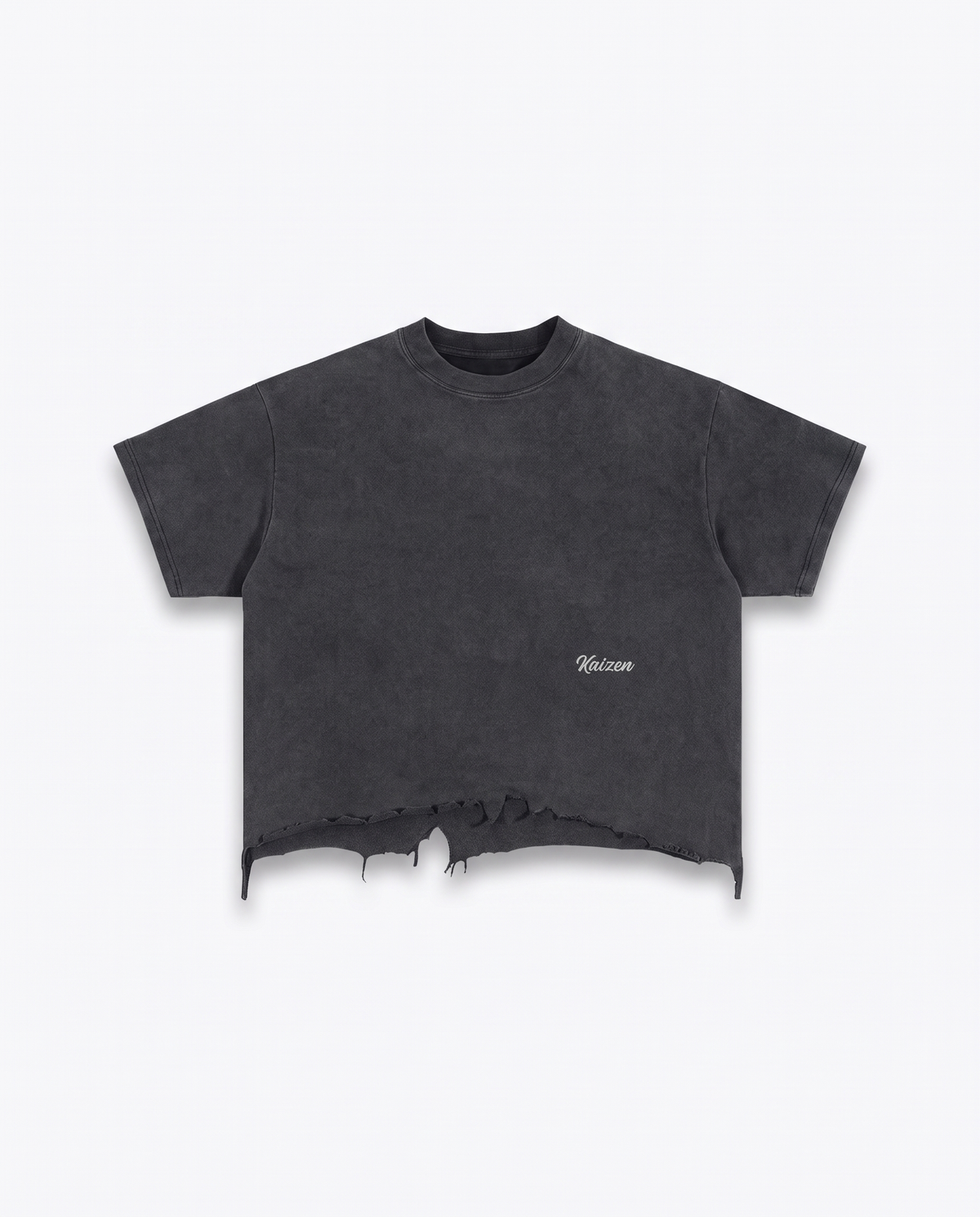 K-02 VINTAGE WASH BOXY DISTRESSED T-SHIRT - Black
