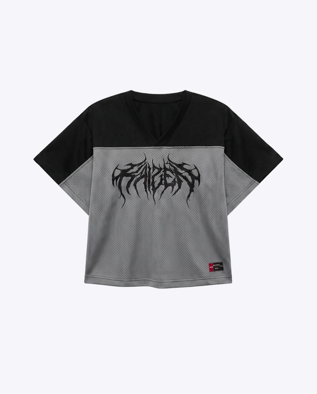 K-01 BOXY OVERSIZE VARSITY MESH SHIRT  - GREY