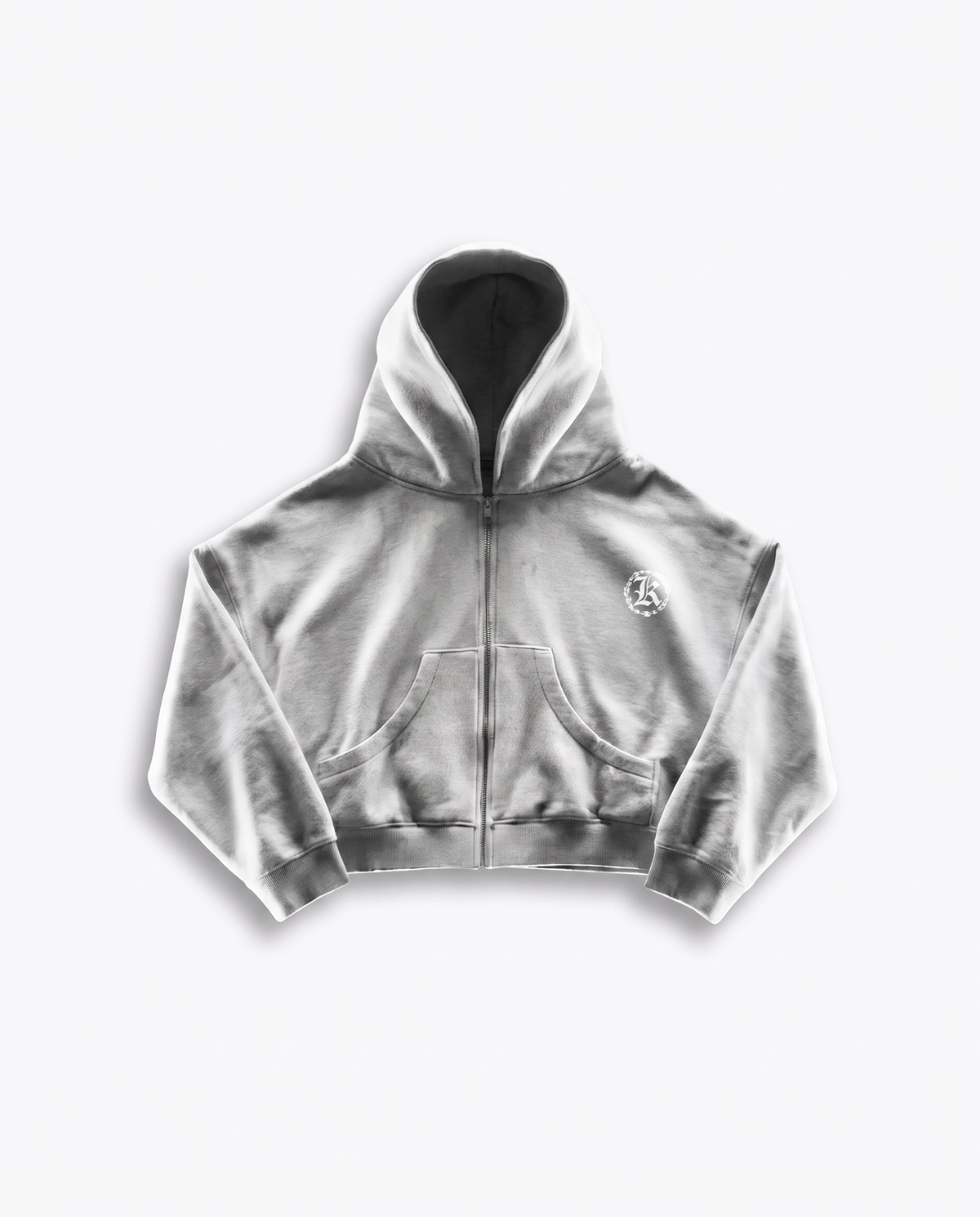 K-01 OG SET OVERSIZE BOXY FIT FULL-ZIP HOODIE  - HEATHERED GREY